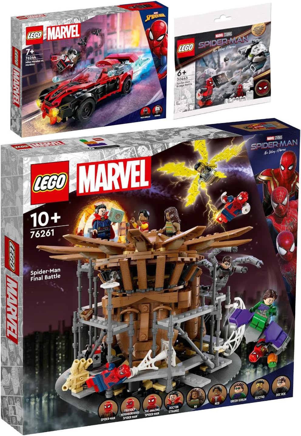 Lego Set of 3 76261 SpiderMans Big Showdown, 76244 Miles