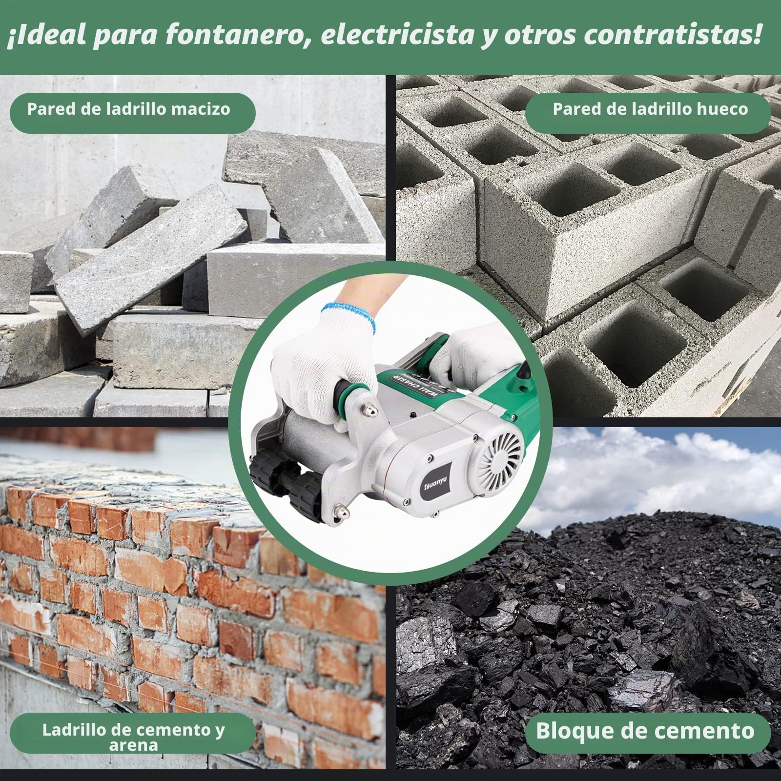 Huanyu eléctrica pared Chaser 1 vez de moldeo de pared ranura de corte de la máquina de infrarrojos 4800W pared Chaser cortador de hormigón de aleación de magnesio para ladrillo de cemento