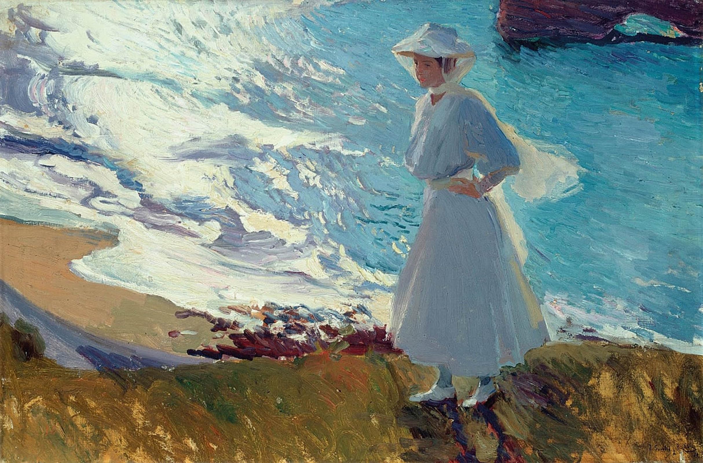 SERENDIPITP Abstract Painting Mural Print Picture Wall Decor Painting María on the Beach at Biarritz or Contre-jour by Joaquín Sorolla Vintage Wall Artwork for Home Decor 60x90cm