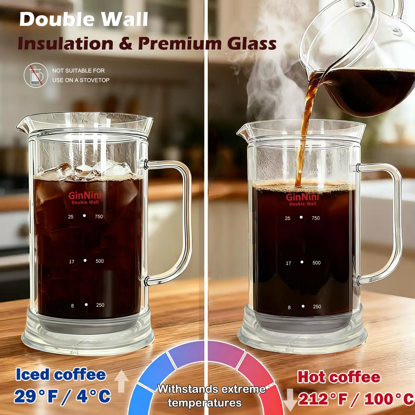 GinNini French Press - 34oz Coffee Maker -2