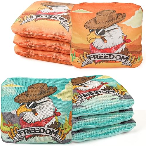 EunHo Cornhole Bags Regulation Dual Sided Set of 8, Professional Cornhole Bean Bags Slick & Sticky Side Bags with Carry Bag