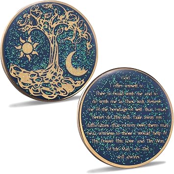 LParkin Tree of Life Sobriety Coin, Sun and Moon Yin Yang Sobriety Chip, AA Recovery Medallion, Alcoholics Anonymous Medallion, Anniversary Token Sobriety Gifts for Men Women