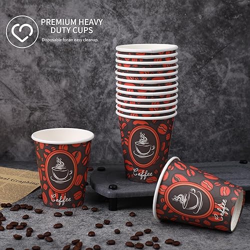 Miniatura 2 de Paquete de 100 tazas de café caliente de papel desechables de calidad perfectas para bebidas calientes té y café cafeterías y barras 10 onzas