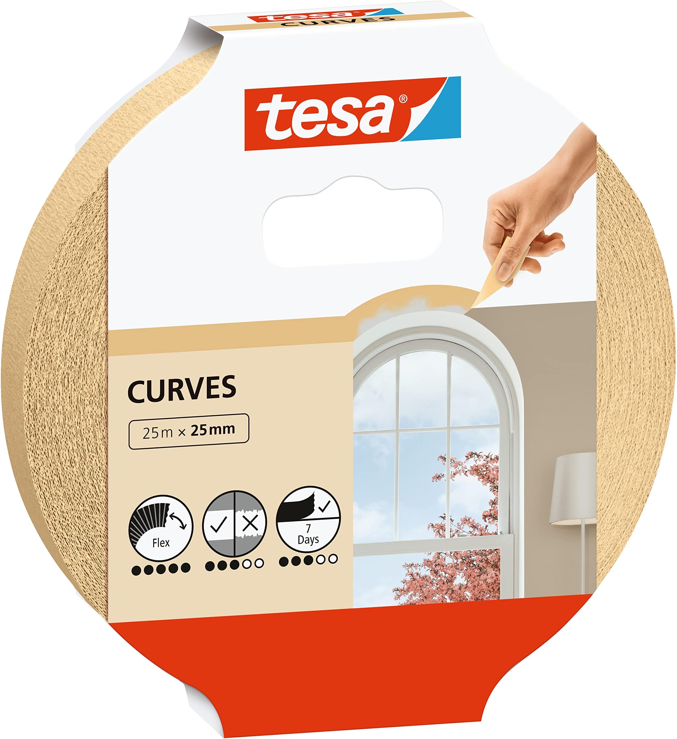 tesa Masking Tape Curves Curved tape with extra strong crepe for