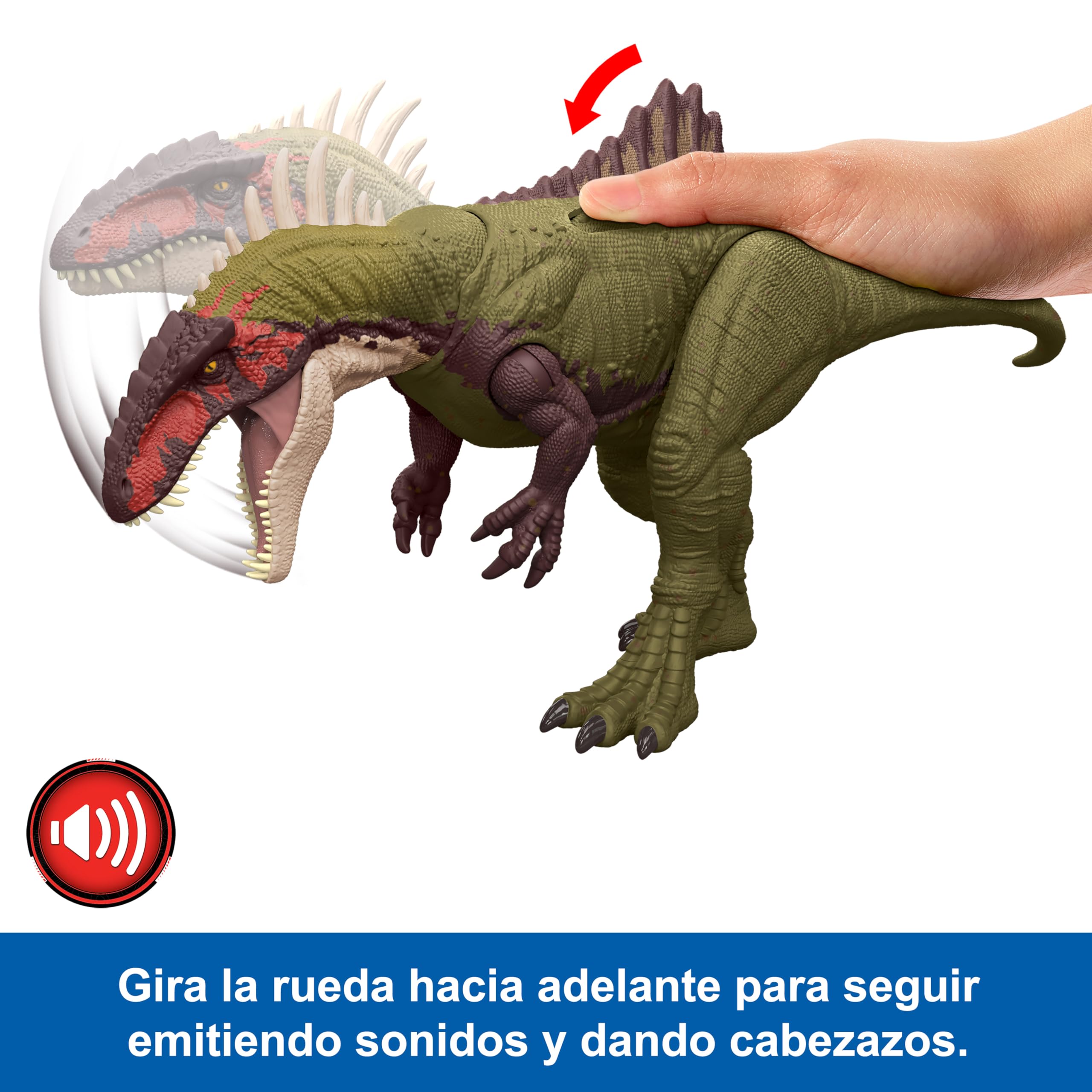 Mattel Jurassic World: Teoría del Dinocaos Netflix - Becklespinax Batalla de rugidos, Figura de acción de dinosaurio de juguete con sonidos, serie Epic Evolution, +4 años, HXF52