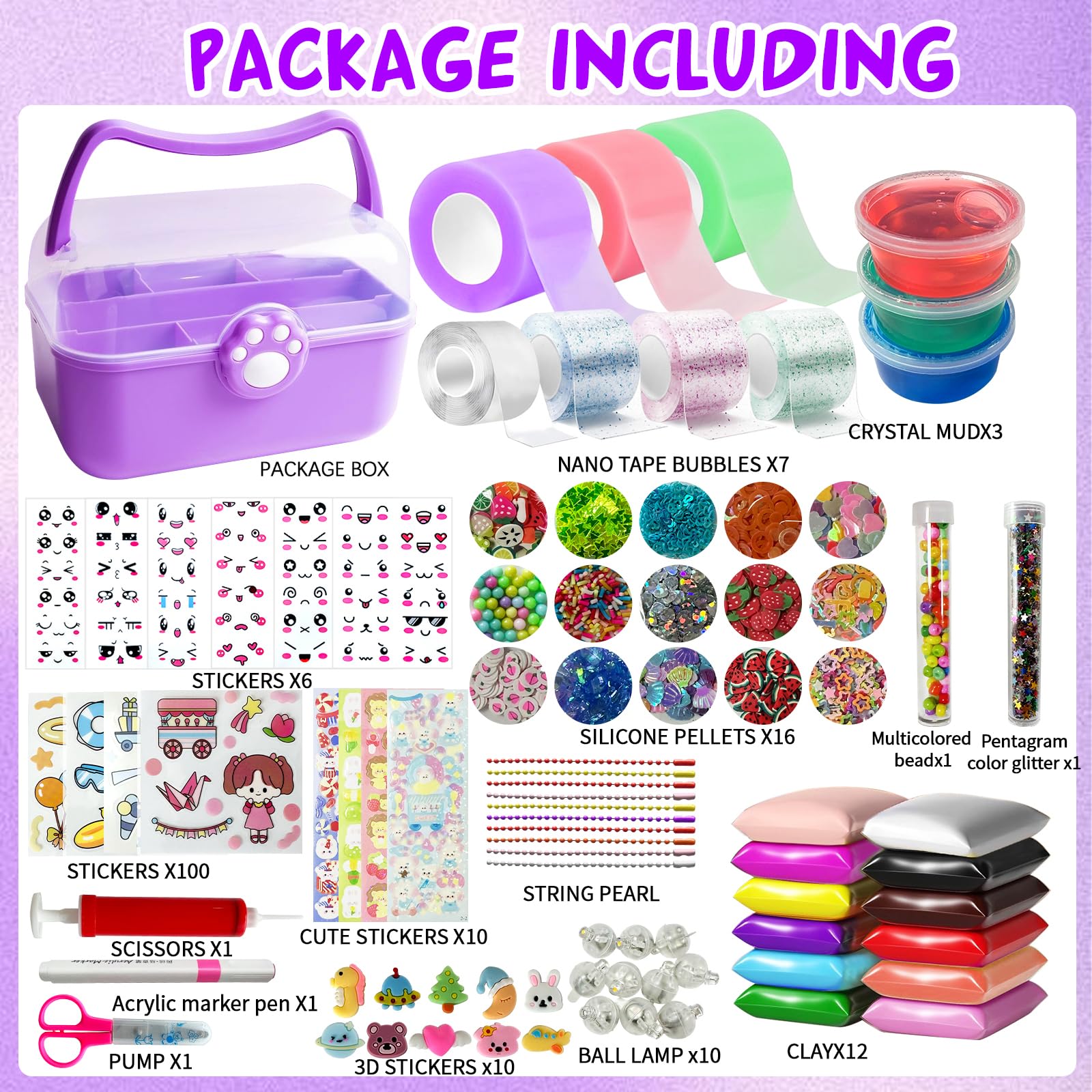 KEAGAN Nano Tape Bubble Kit for Kids Nano Double Sided Tape for Making Bubbles,500+ Fillings DIY Nano Bubble Tape with Pump Sequins Glitter Powder Stickers,Novelty Toy for Girls Boy - Image 2