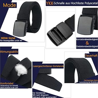 LionVII Men's Tactical Military Nylon Belt with Plastic Buckle 130 cm