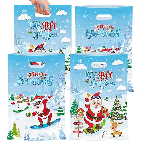 Merry Christmas Gift Goody Santa Candy Treat Bags