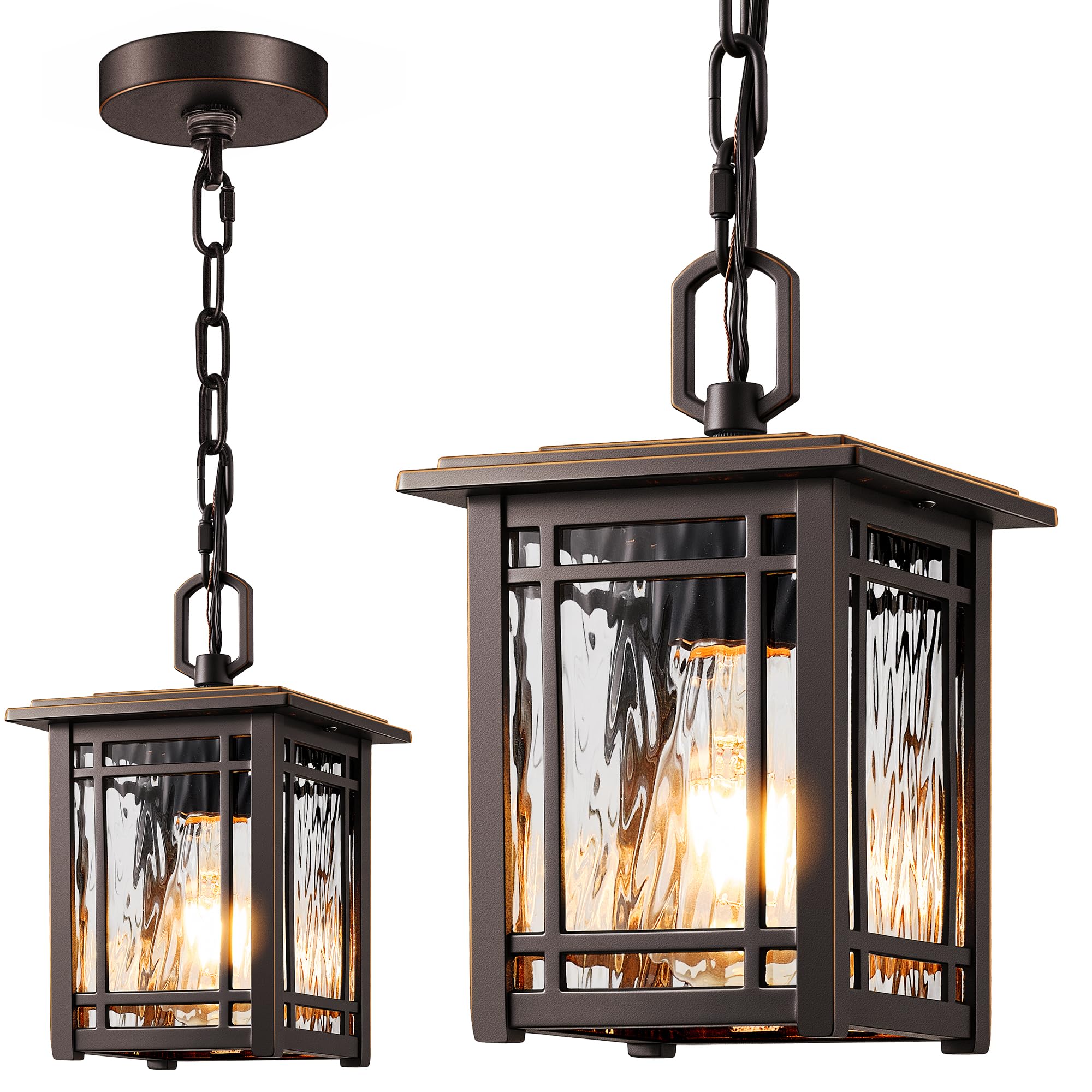 Bronze Hanging Outdoor Light Fixture, 7'' H Exterior Pendant Light