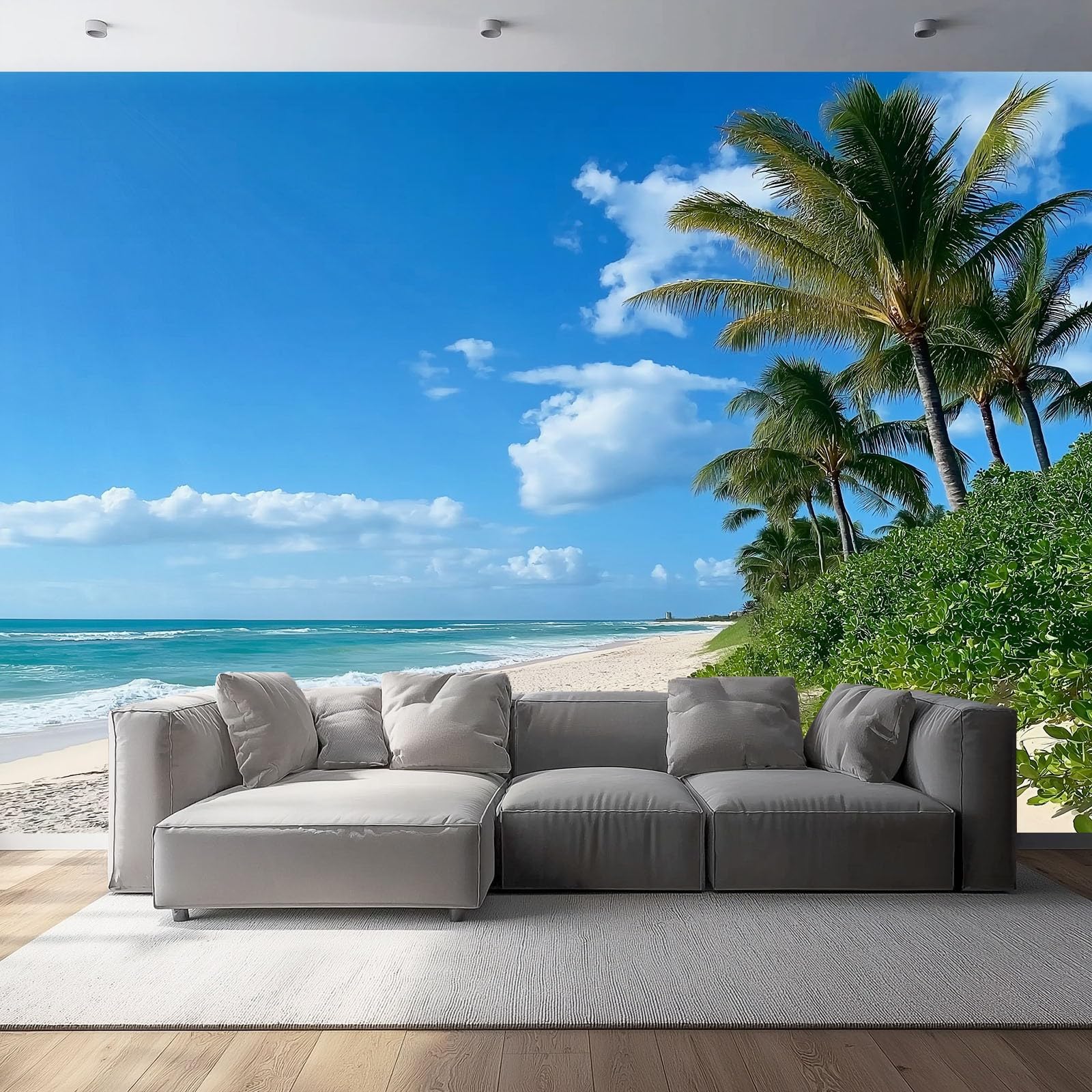 Papier peint panoramique impression HD trompe l'oeil plage 350x256