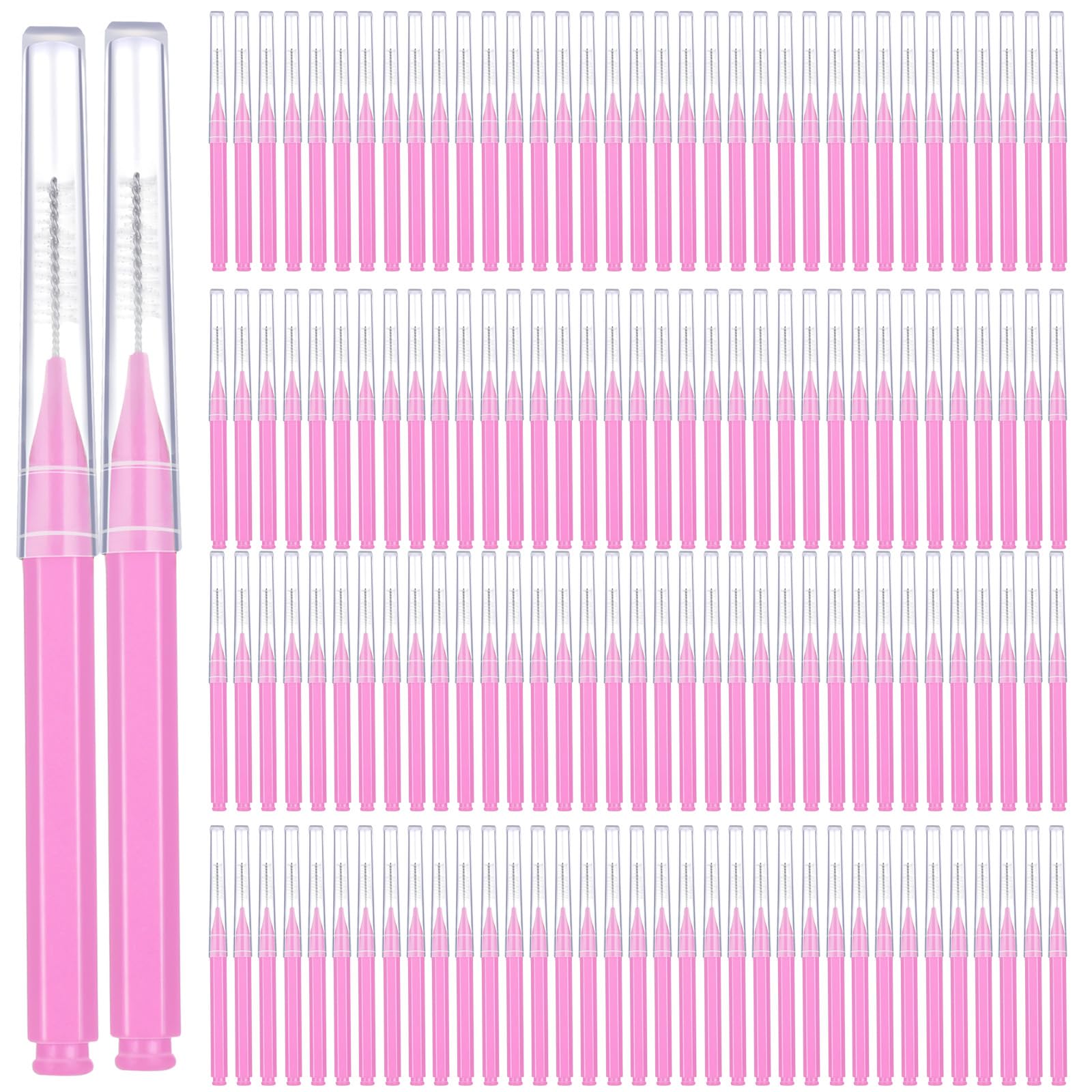 Patelai 100 Pcs Braces Dental Brushes,Light Pink,Suitable Size