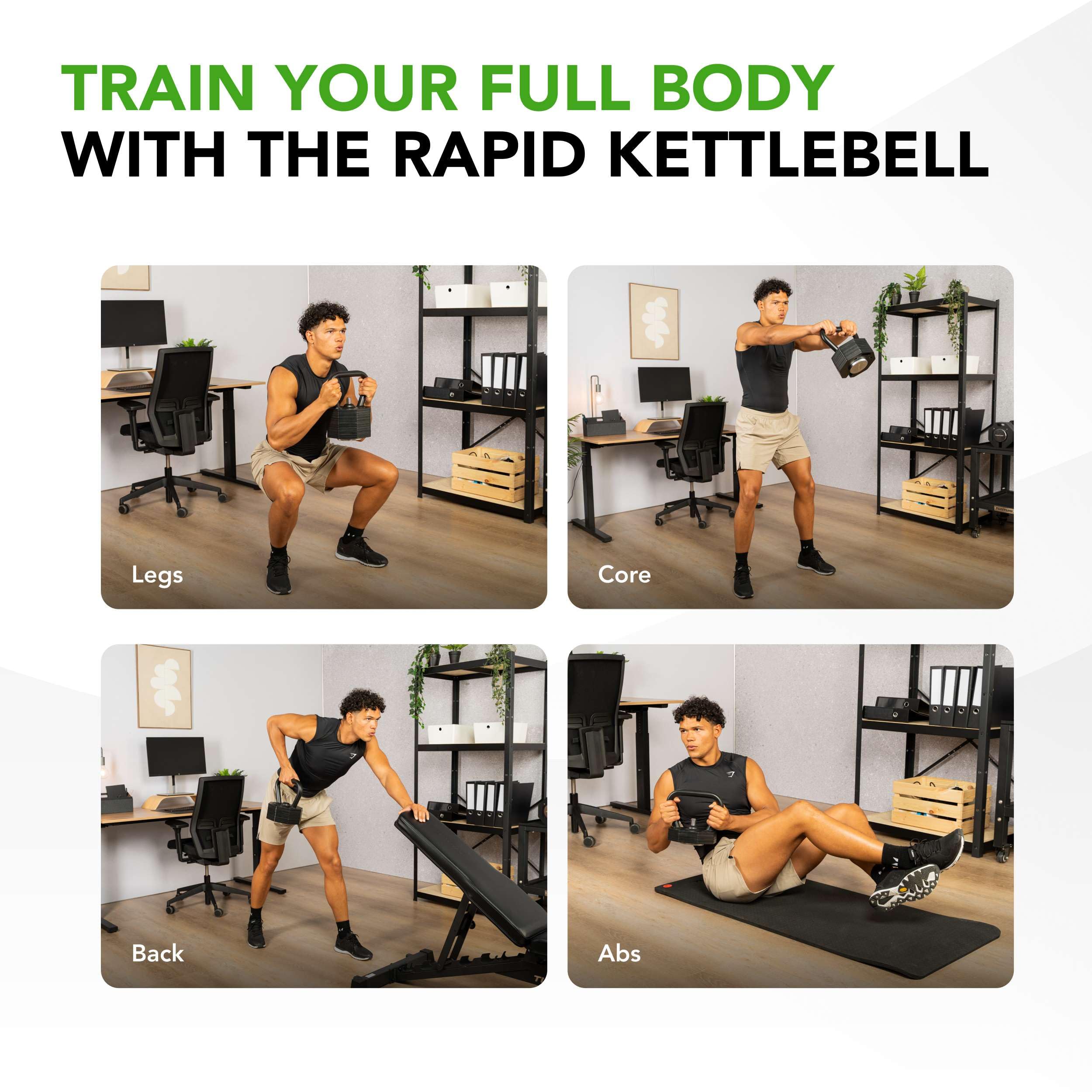 Tunturi Rapid - Manubrio Kettlebell regolabile - Set da 3,5 kg - Regolabile da 2,5 a 3,5 kg - 2 Kettlebell in uno - Kit pesi per palestra a casa