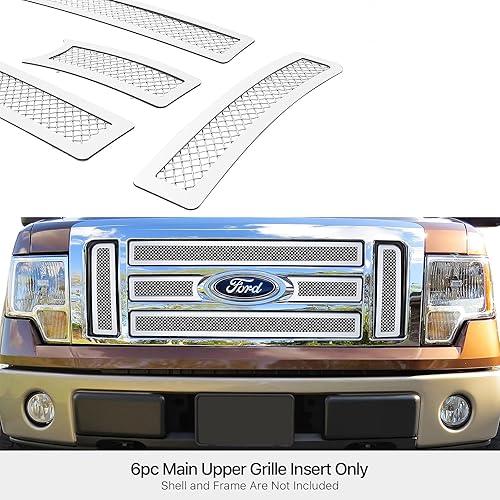 Miniatura 3 de APS Rejilla de malla cromada de acero inoxidable premium compatible con Ford F-150 2009-2012 Lariat King Ranch Main Upper N19-T88767F