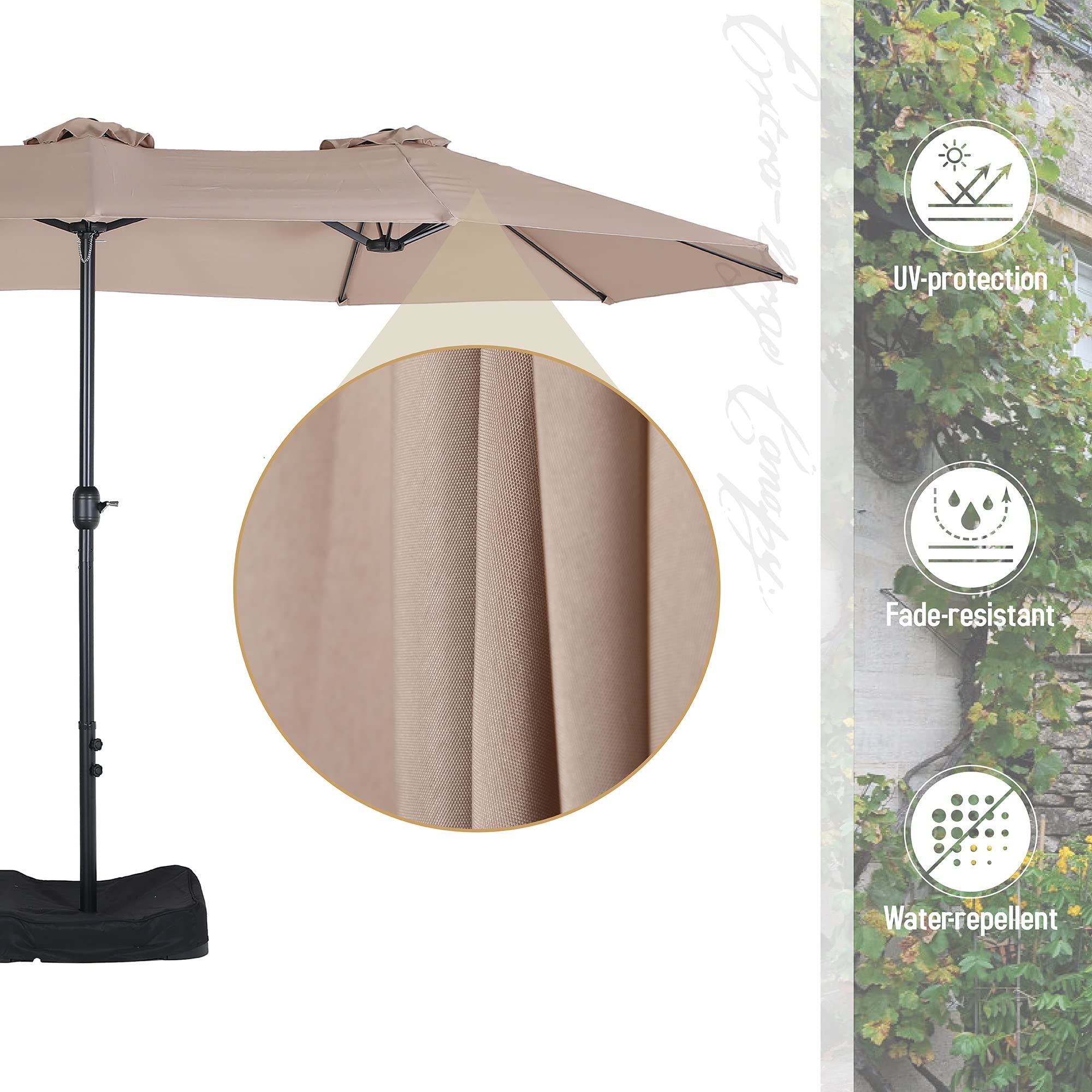 Sophia & William 15ft Patio Umbrella (Base Included), Extra Large Outdoor Double-sided Umbrella