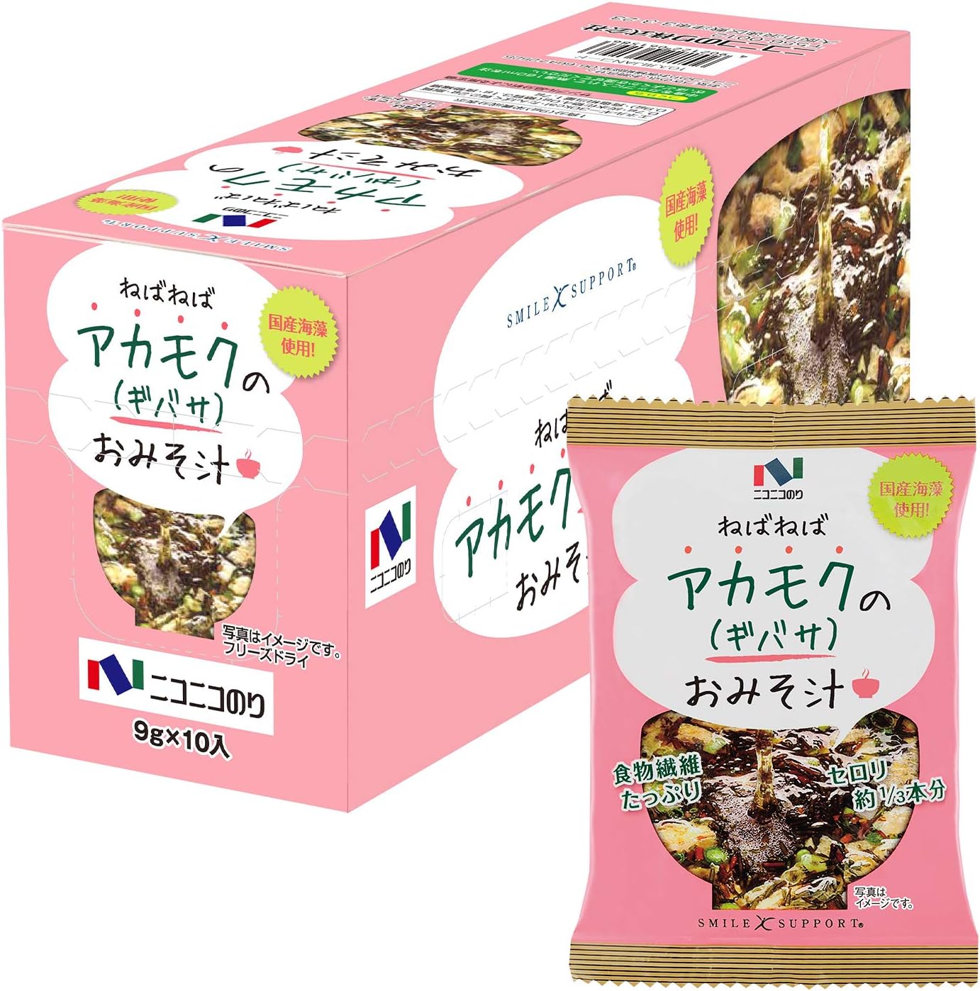 Amazon ニコニコのり アカモクのみそ汁 1袋 10個 ニコニコのり 味噌汁 通販