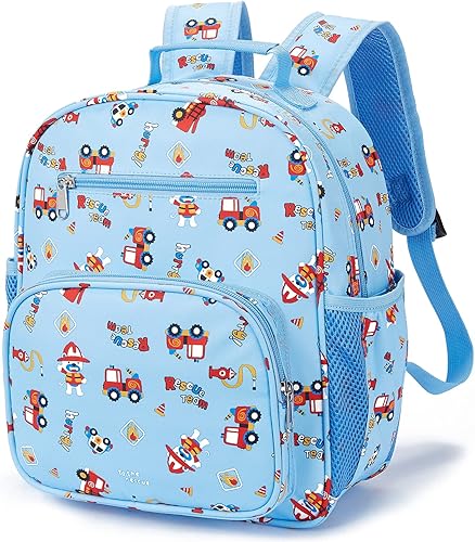 Telena Mochila infantil para niños y niñas, bonita mochila preescolar resistente al agua con correas acolchadas ajustables, 1-azul coche, Mochilas