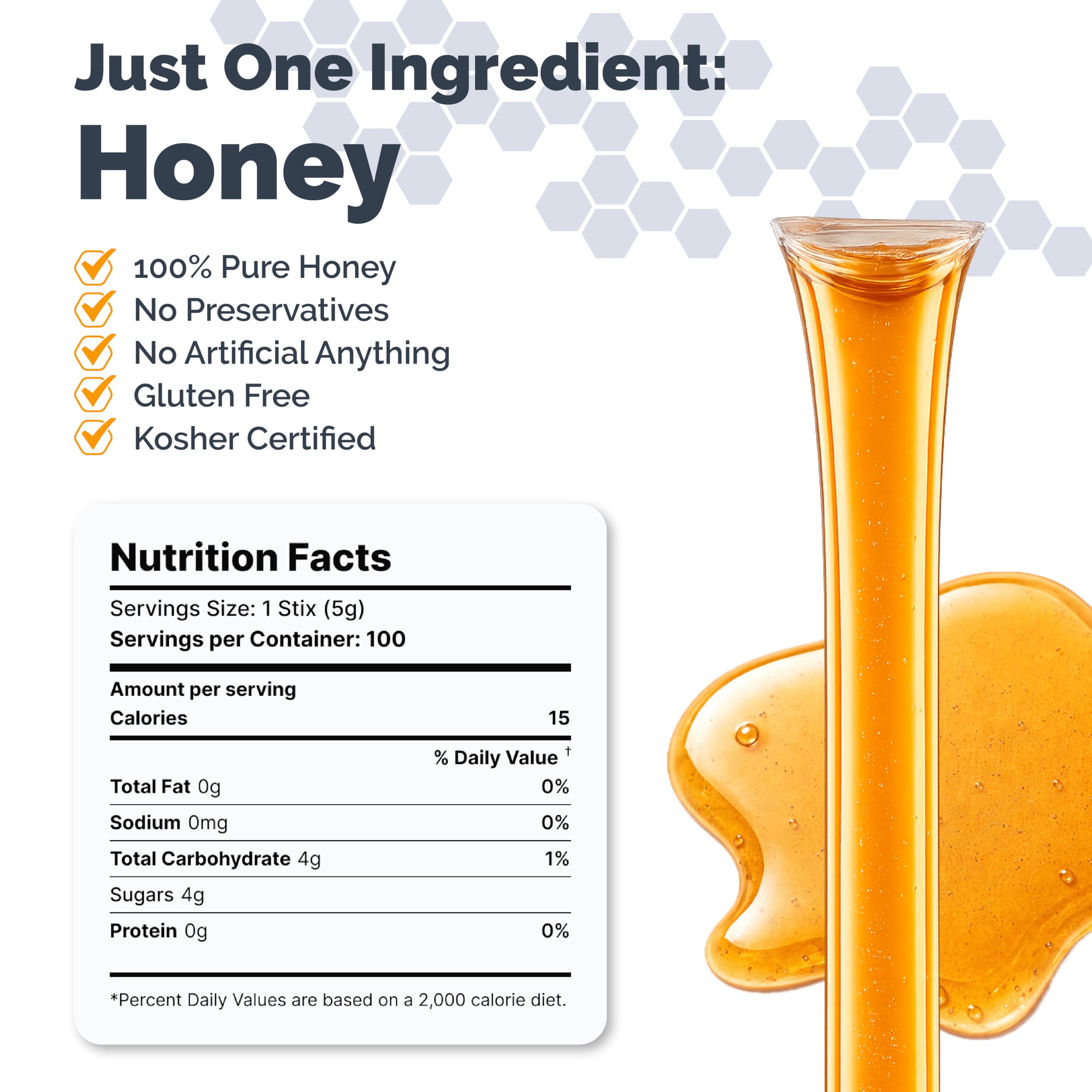 Amazon.com : GloryBee 100 Piece Honey Stix Bag, Clover Blossom