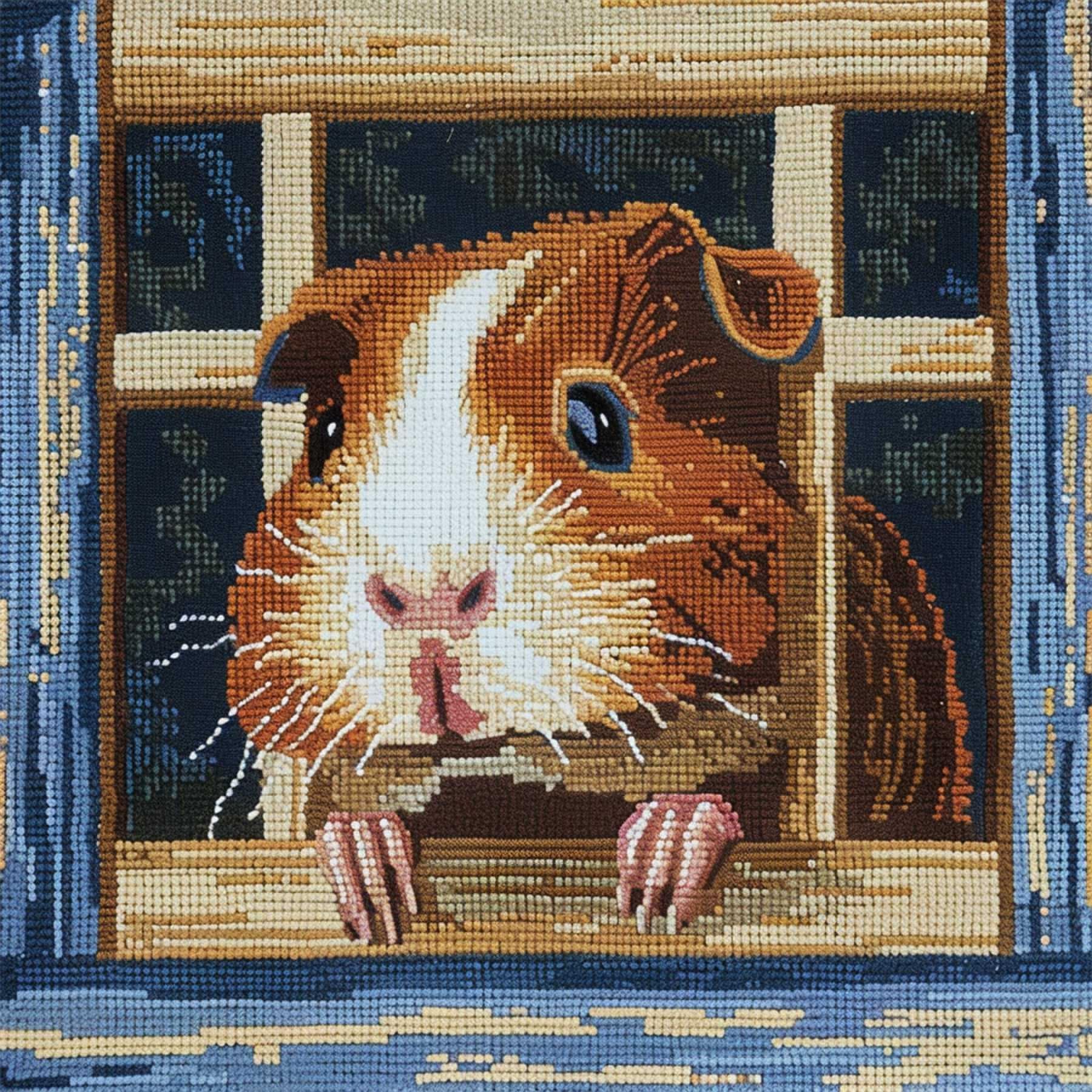 WallustrioaW DIY Latch Hook Cushion Kit,Animal Guinea Pig