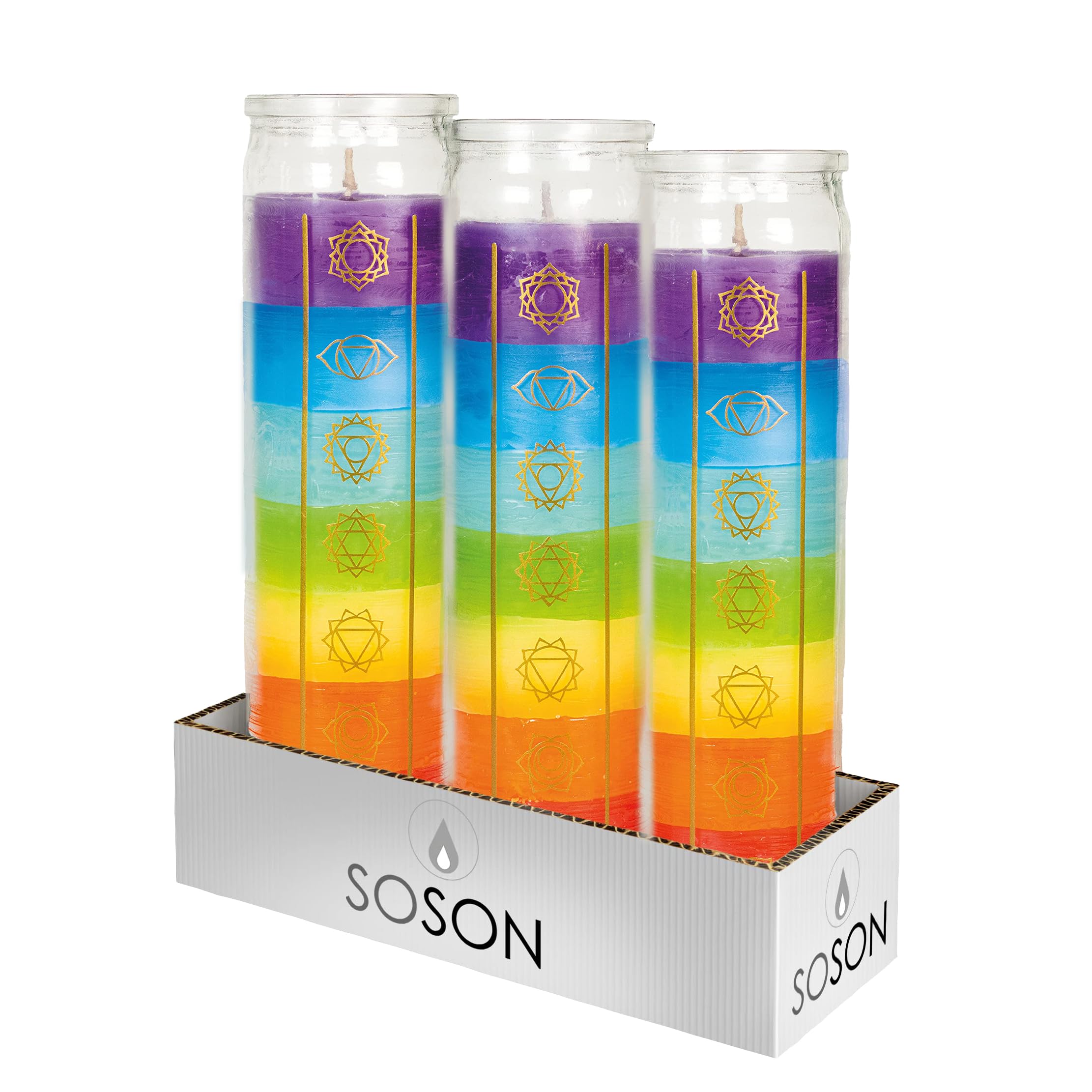 Amazon.com: Simply Soson 2x8 inch 7 Chakra Candle Unscented