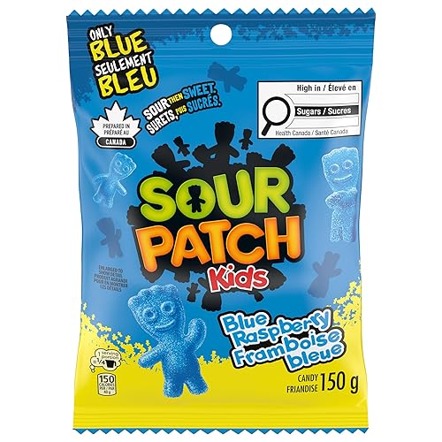 Sour Patch Kids, Blue Raspberry Candy, Sour then Sweet, 150 g, Prepared in Canada - Raspberry - 150 g