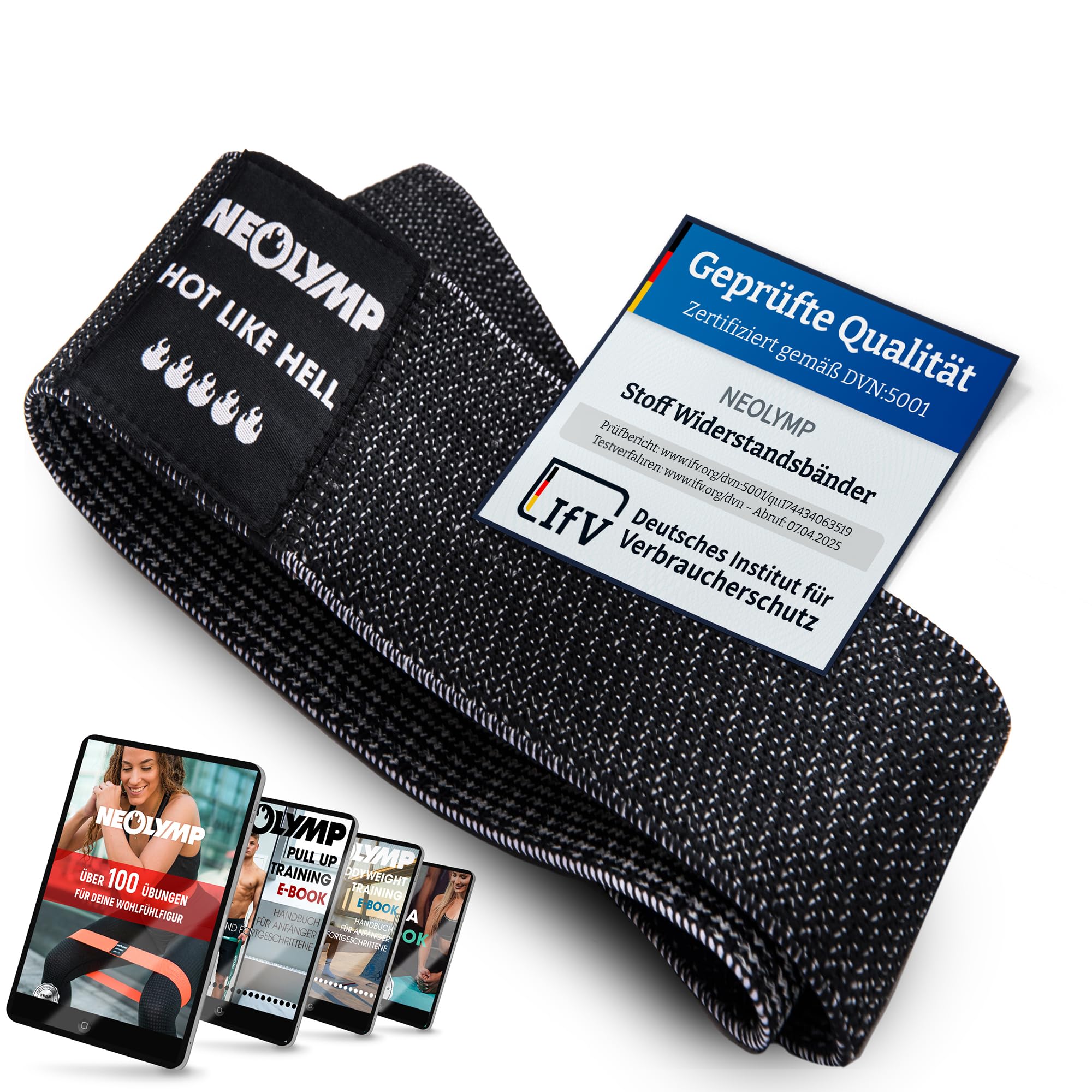 NEOLYMP Premium Fitnessbänder aus Stoff mit E-Book Trainingsprogramm