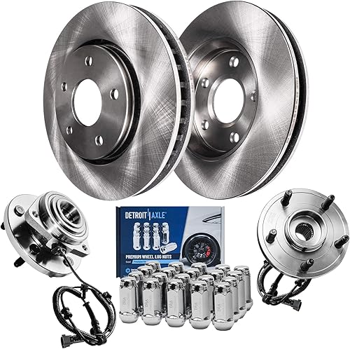 Detroit Axle - Rotores de freno de disco delantero de 12.913 in + 20 tuercas de repuesto para Jeep Grand Cherokee Commander 2005-2010 - Juego de 24