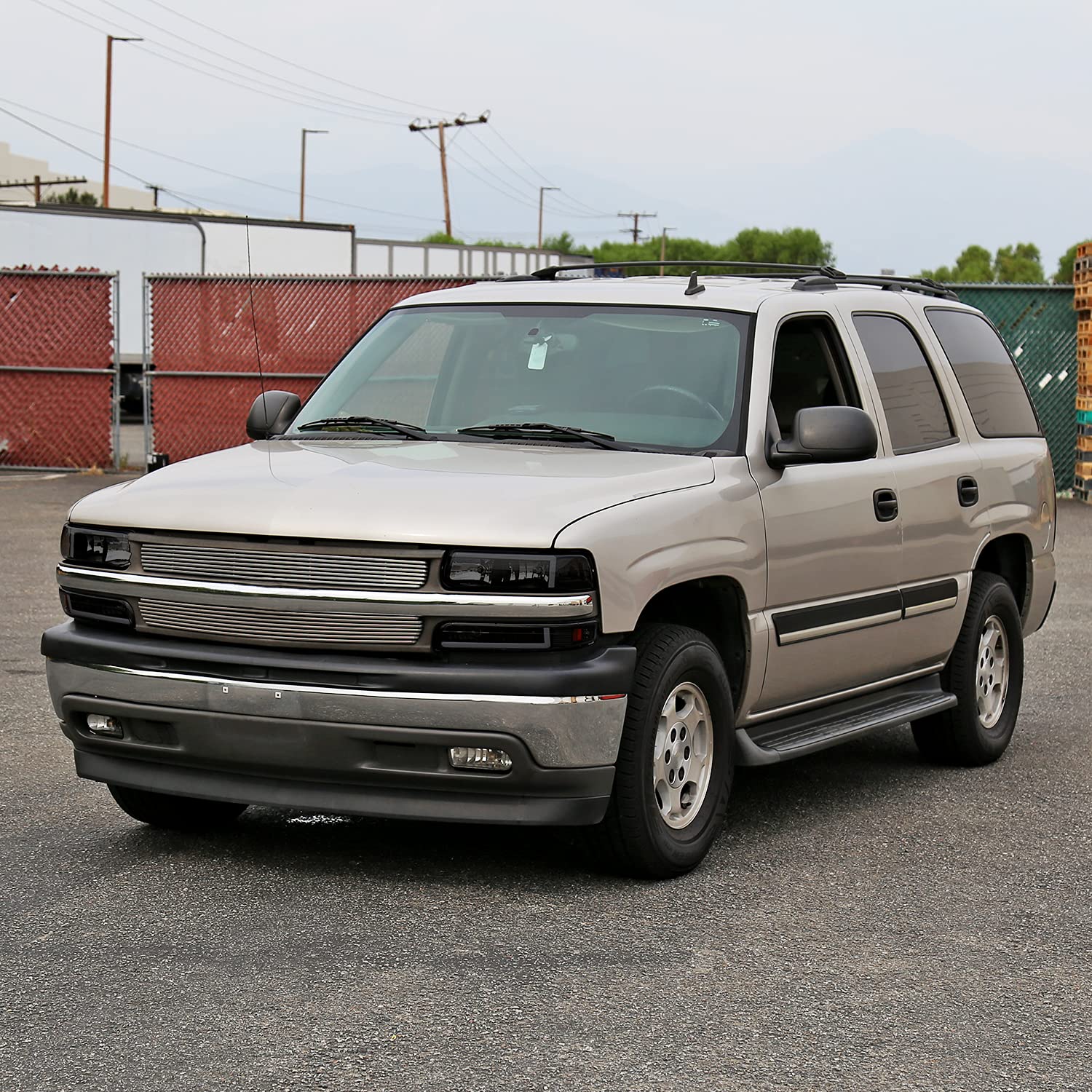 Spec-D Tuning Black Smoke LED Bar Headlights + Bumper Lights Compatible with 1999-2002 Chevy Silverado 2000-2006 Tahoe Suburban, Left + Right Pair Headlamps Assembly