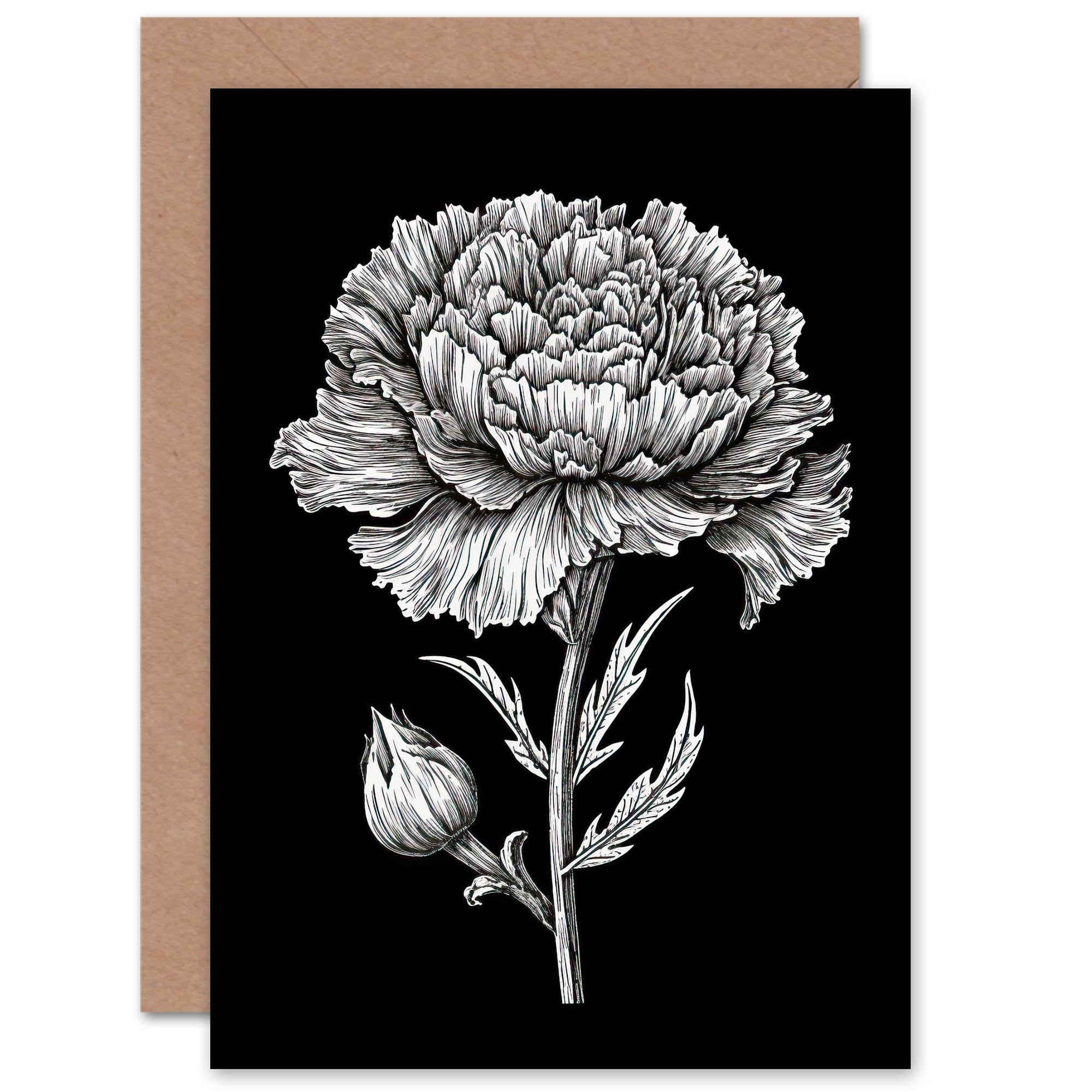 Artery8 Carnation Flower Floral for Wife Her Mum Sister Daughter Mom Gran Nan Birthday Thank You Valentines Day Blank Art Greeting Card