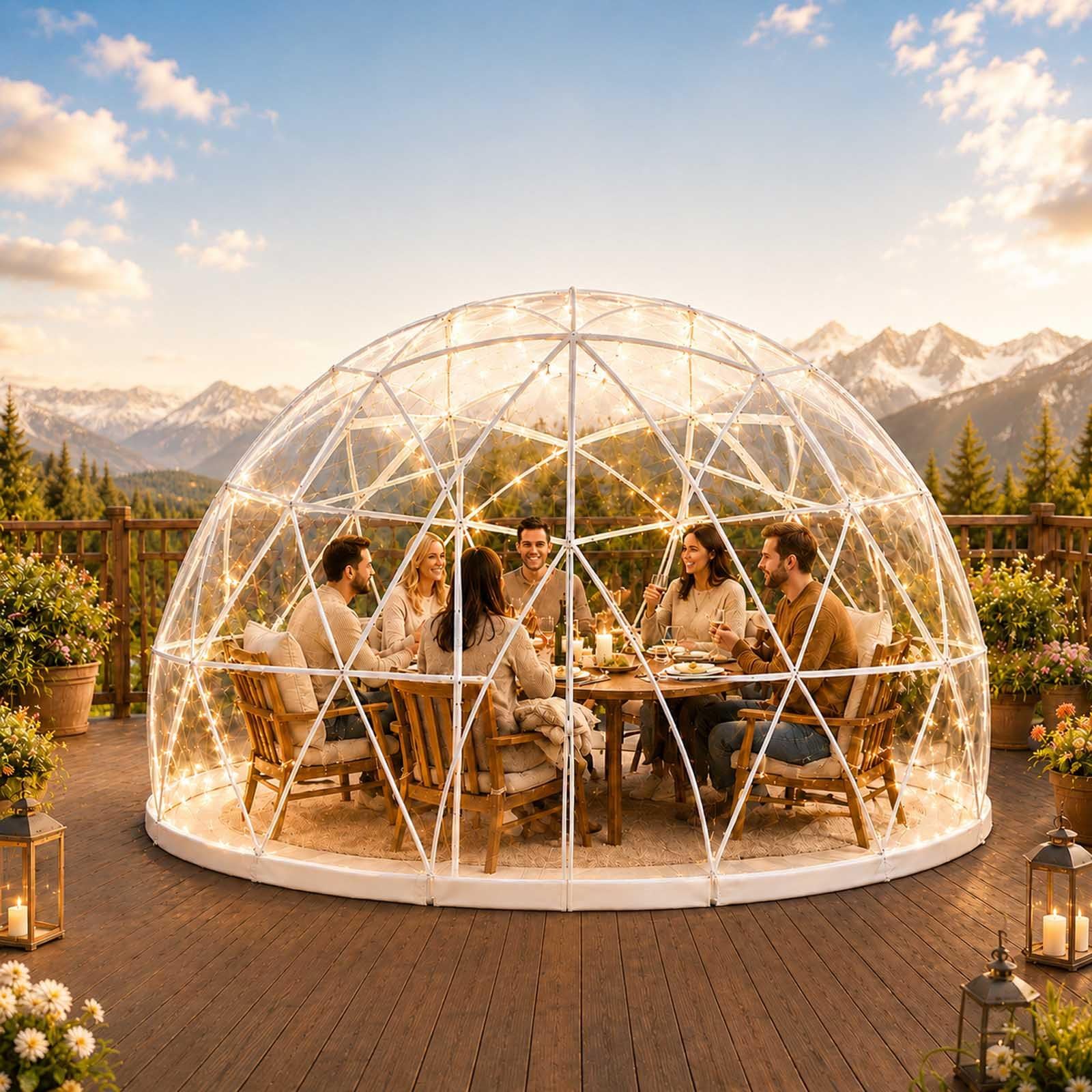 aallwwsso Outdoor Garden Igloo Dome, 3.6m Clear Bubble Tent With Panoramic Pvc Cover, Waterproof Backyard Dome Tent For Parties, Relaxing, Dining, Stargazing & Greenhouse