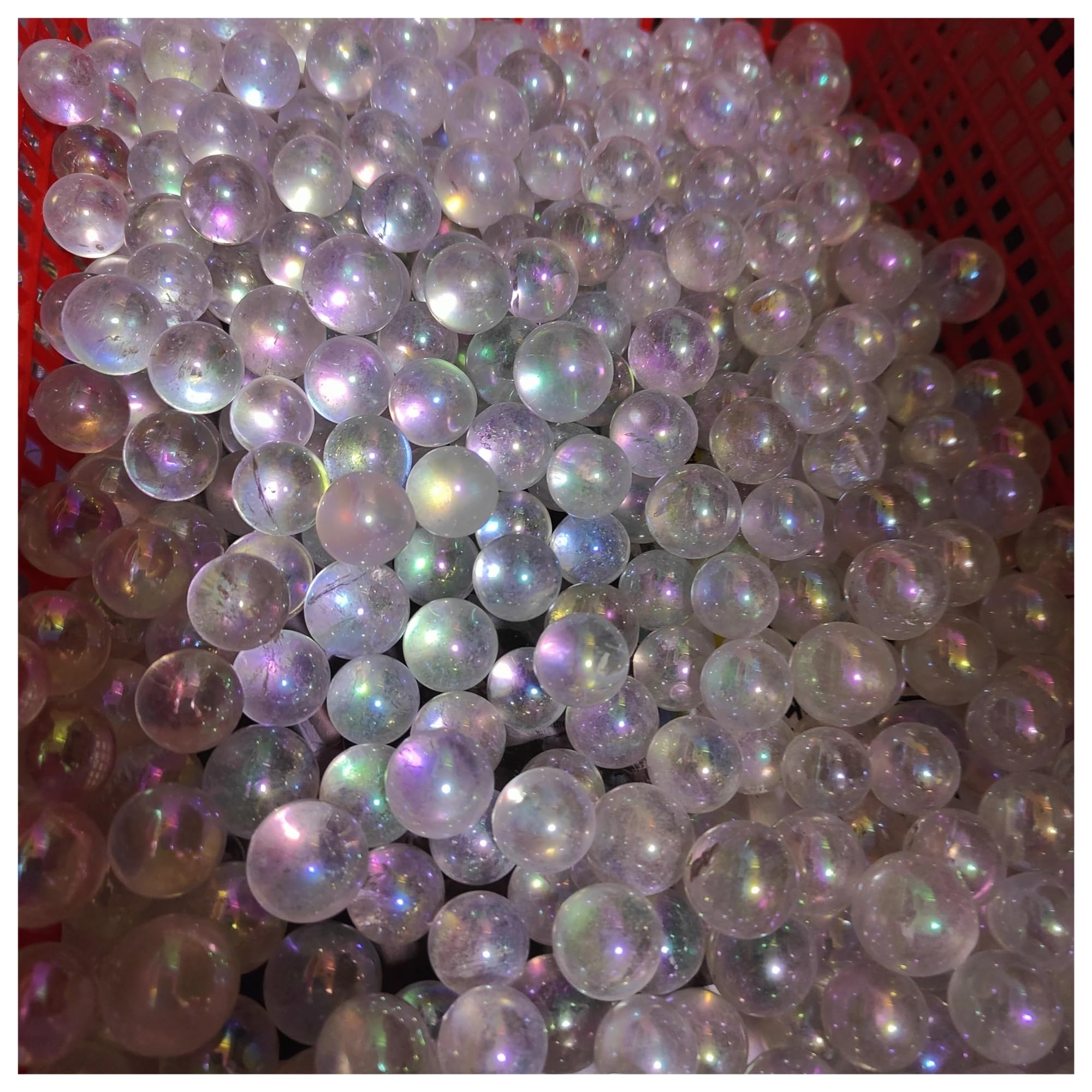 YLQUXEUV 10pcs Sphere Titanium Quartz Crystal Sphere Ball Decoration Stones and Minerals