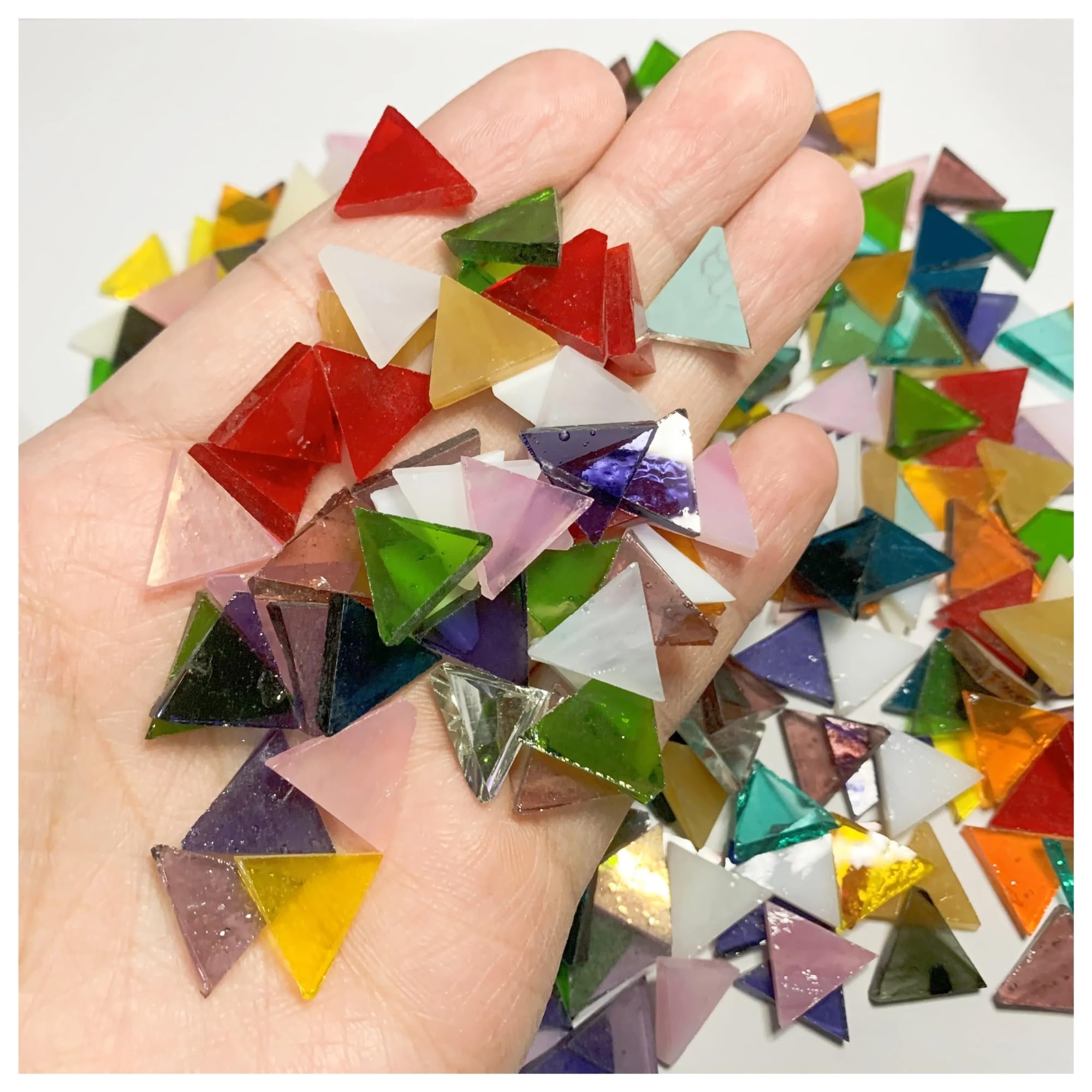 Tessere di mosaico in vetro, Mosaico triangolare in vetro fatto a mano, piastrelle fai da te, multicolore, 1,4 cm, confezione 50(Color2)