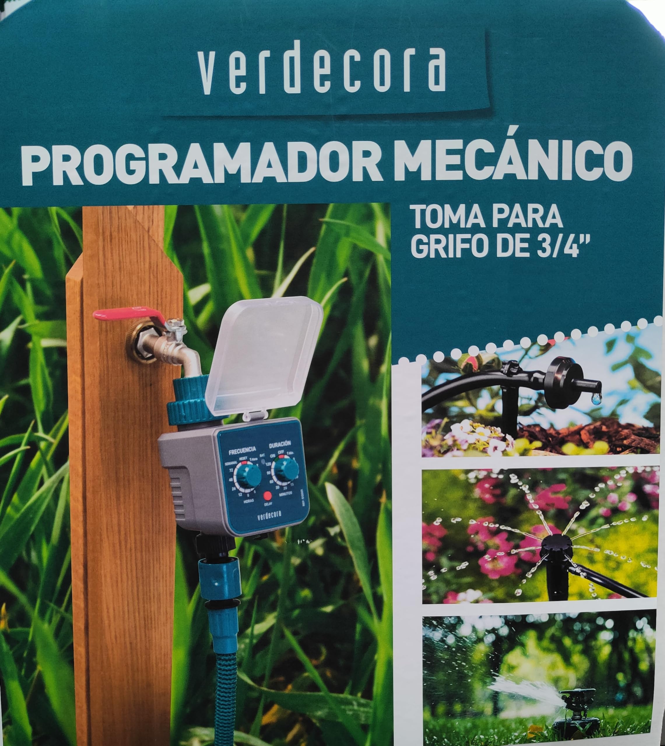 Verdecora Programador de Riego mecánico | Fácil instalación | Programable en frecuencia y duración (Portes INCLUIDOS)