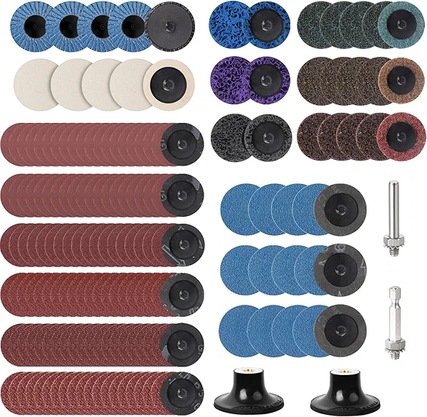 170pcs 2 Inch Sanding Discs Set, Die Grinder Sanding Disc Quick Change Twist Lock Disc for Drill Die Grinder Accessories with 1/4 Inch Holder for Metal Wood Grinding Polishing Rust & Paint Removal