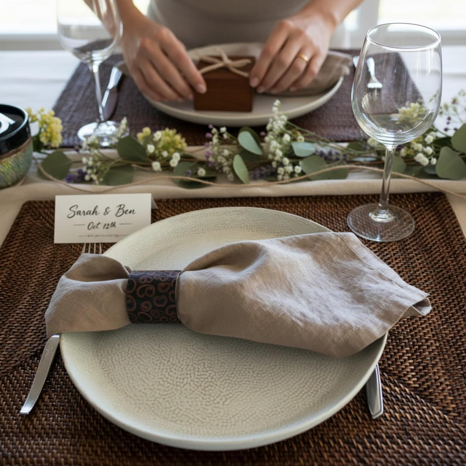 Linen Napkins –100% French Flax – Stonewashed Pure Linen Cloth Napkins - Size 18 Inch x 18 Inch – Set of 4 (Natural Rustic Taupe)