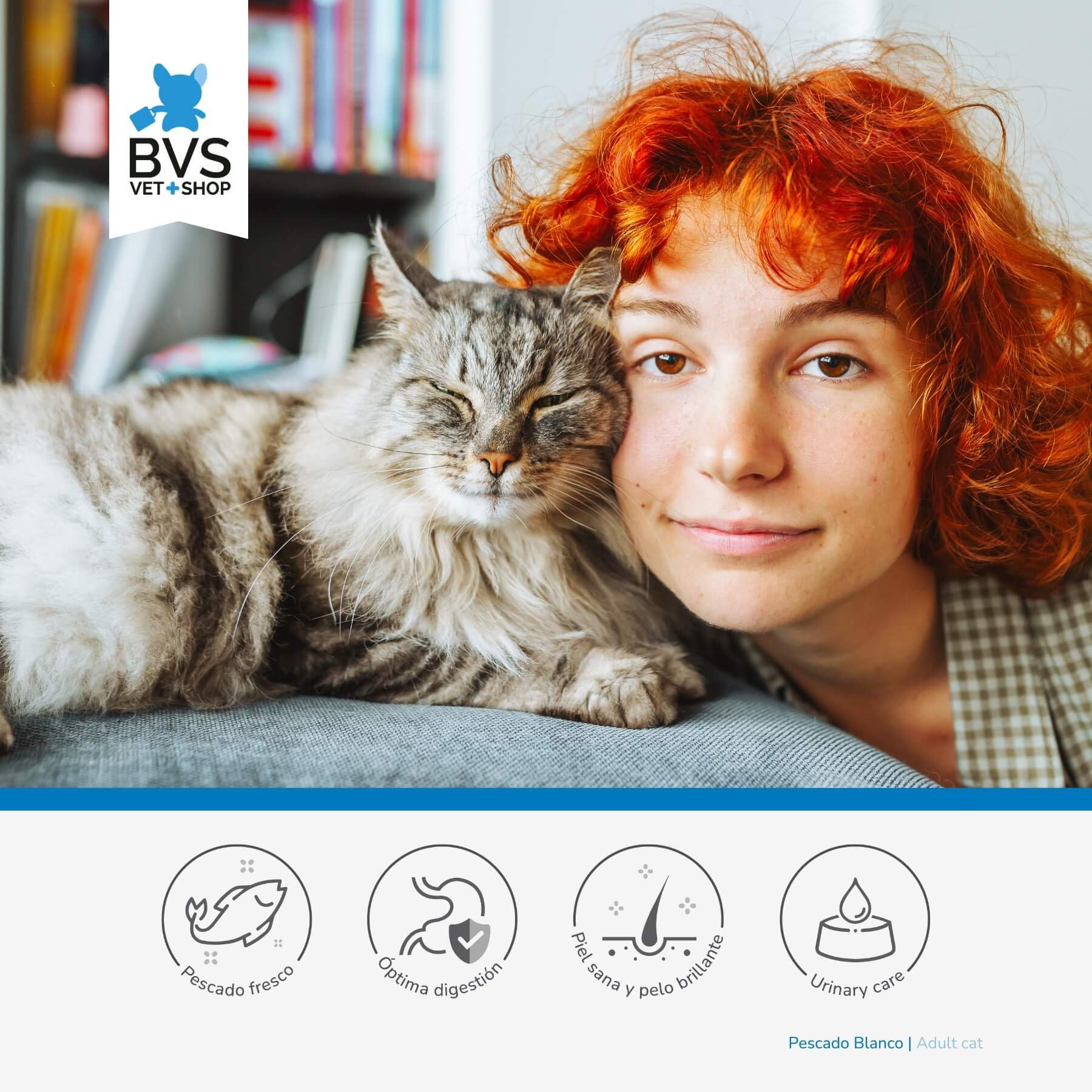 BVS Vet Shop | Adult Cat Pescado Blanco para Gatos | Protege al Sistema inmunológico y Ayuda a desarrollar la Salud Cardiovascular y el Sistema nervioso | 12Kg