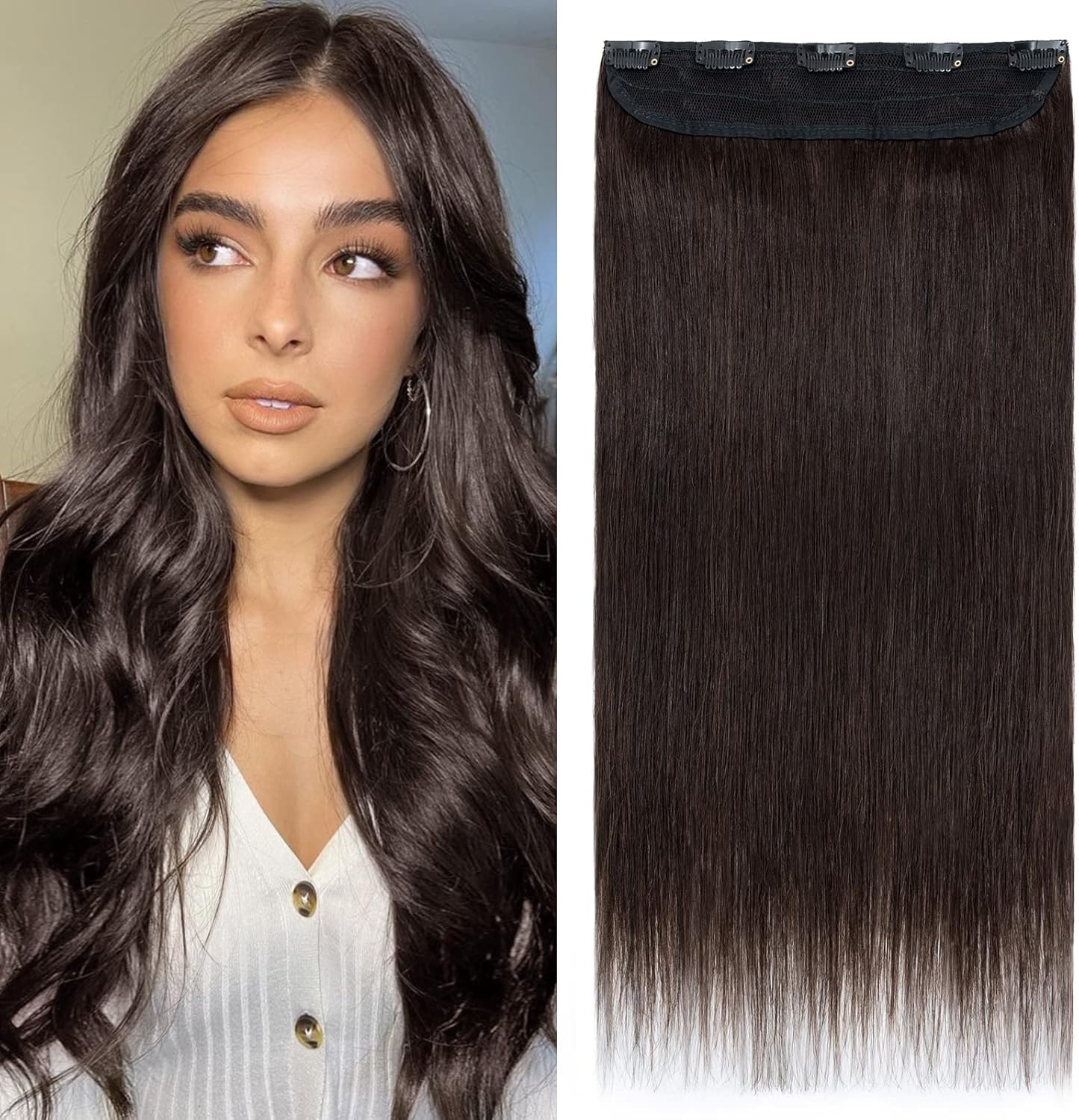 Silkco Extension a Clip Cheveux Naturel Une Pièce Rajout Cheveux Lisse Epais Monobande