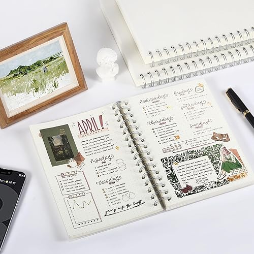 Miniatura 5 de Diario de puntos en espiral con 280 páginas, cuaderno de puntos en espiral de 8.5 x 11 pulgadas de grosor, papel punteado de 3.53 ozm, diario grande