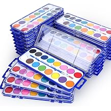 24 Pack Watercolor Paint Set, 16 Colors Watercolor Paint Set Bulk with Paint Brushes, Washable Paint, Art Supplies for Classroom, Parties