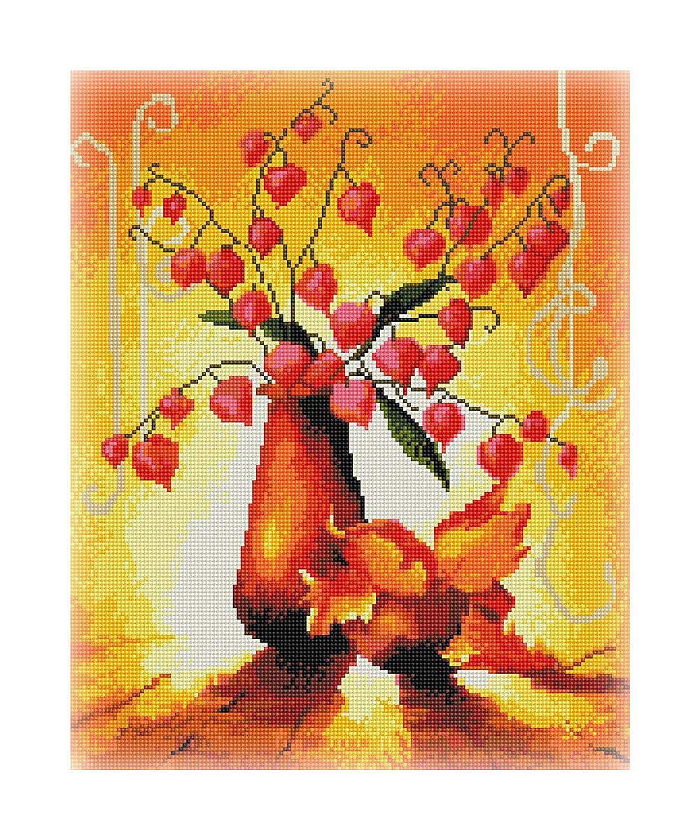 Diamond Painting Set 40x50cm - Vollbedeckung Mit Blumenmotiv Und Holzrahmen