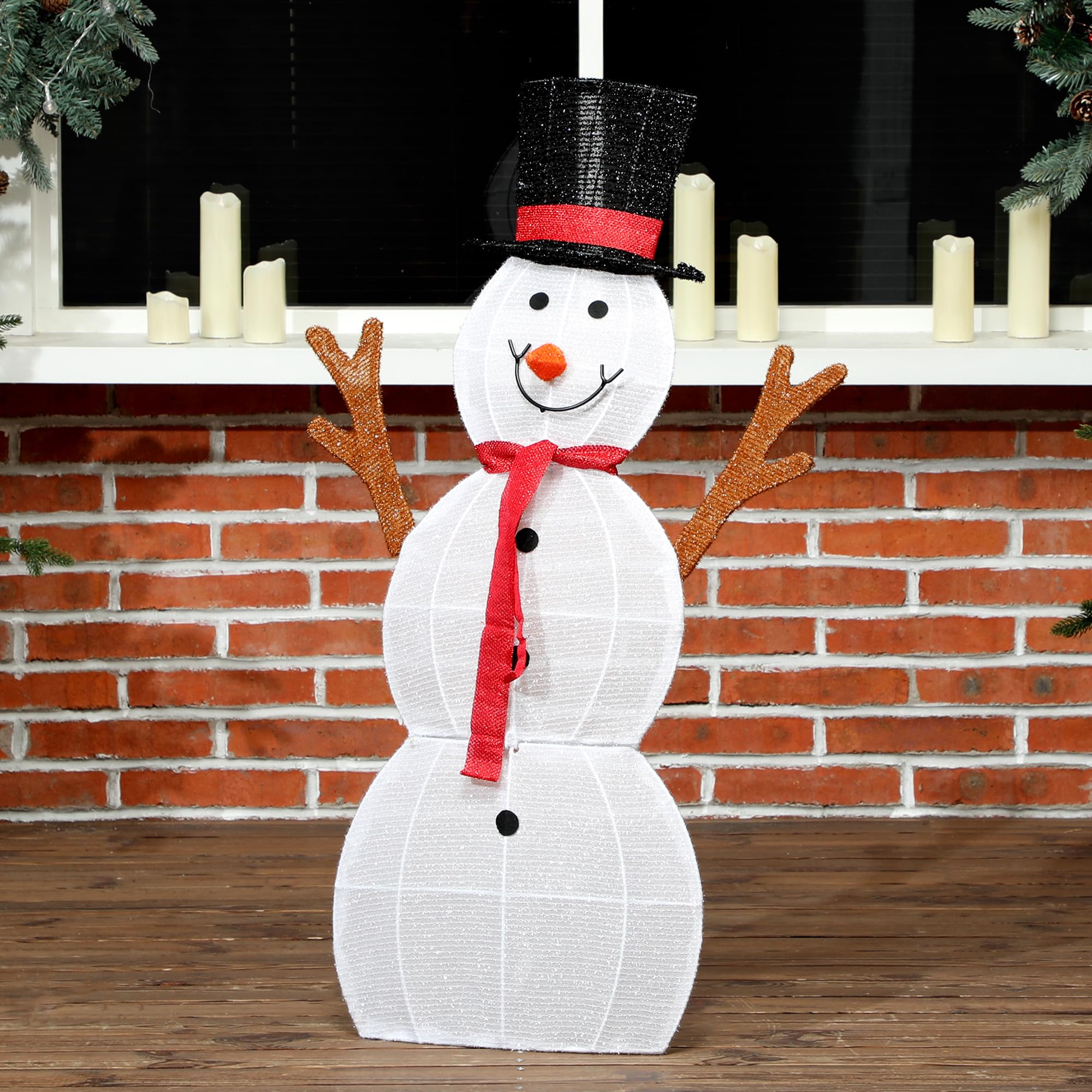 Outsunny 3-teilige Weihnachtsdeko Schneemann-Familie 91,5 cm mit LED | Weihnachtsfigur, Weihnachtsdekoration mit Stahlrahmen, Spannbändern, Weihnachtsbeleuchtung für Indoor & Outdoor, IP44
