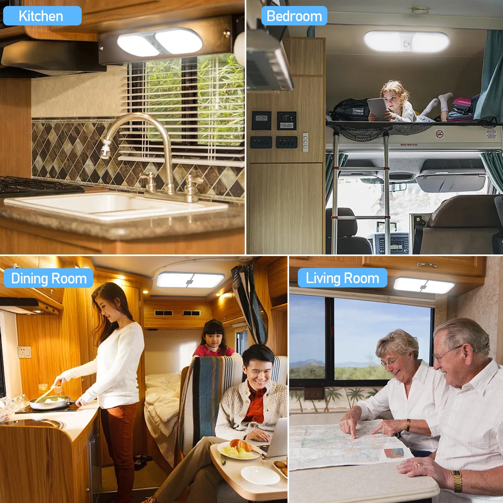 TTCR-II 4PCS 12V Wohnmobil Beleuchtung Led, Dimmbar Weiß Gelbes und Warmes | Lampen Wohnmobil Wohnmobilbeleuchtung Mit Schalter 3 Stände（2PCSfür RV Camping Auto LKW Wohnwagen Wohnmobil Boot