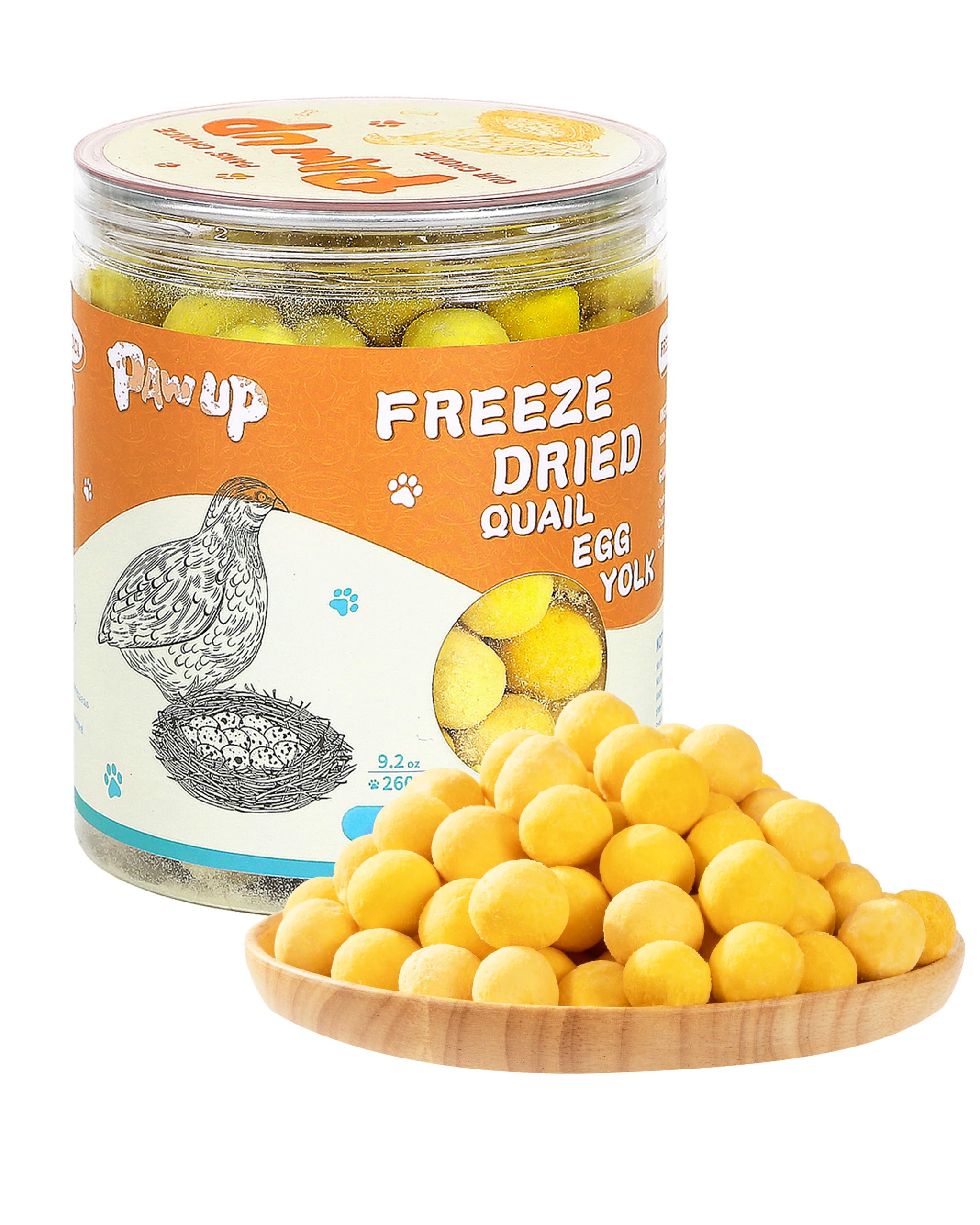 PAWUP - Freeze Dried Quail Egg Yolk Pet Treats, Freeze Dried Food for Dogs and Cats, Pure Fresh Ingredient,