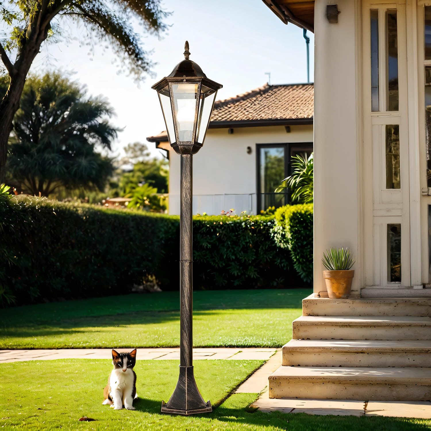 Easylight Lampione da esterno Bristol II vintage stile rustico bronzo anticato, 113 cm, impermeabile IP44, E27 per viale di ingresso, portone e terrazzo