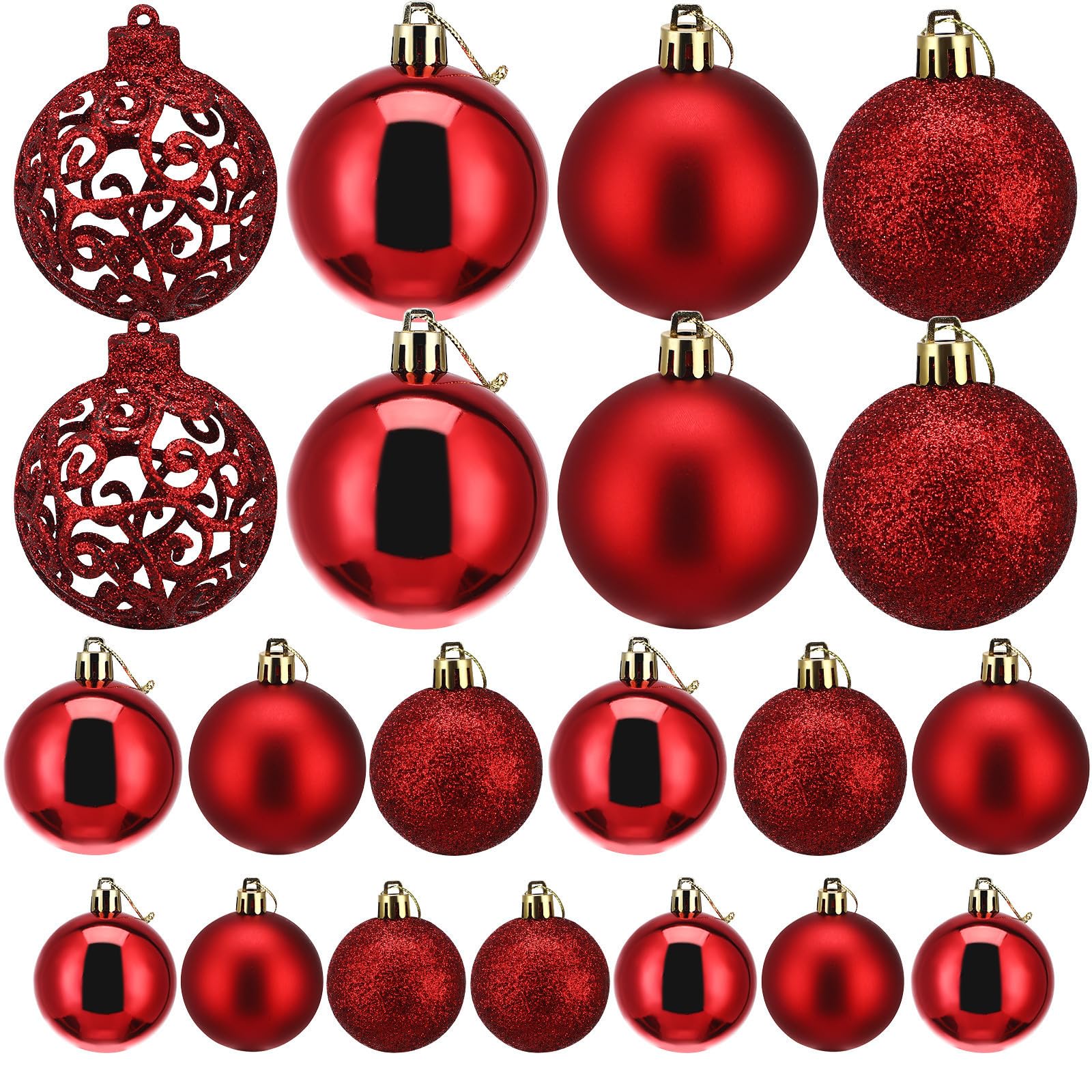 SEWACC 100 Unidades Bolas de Navidad Huecas de Plástico Rojo, para Árbol