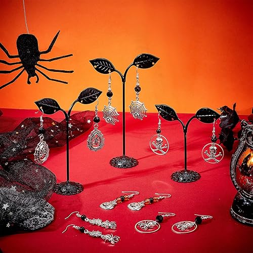 Miniatura 17 de SUNNYCLUE 1 caja de 10 pares de aretes de Halloween, kit de iniciación de esqueleto, hueso, araña, calabaza, cuentas de vidrio para kits