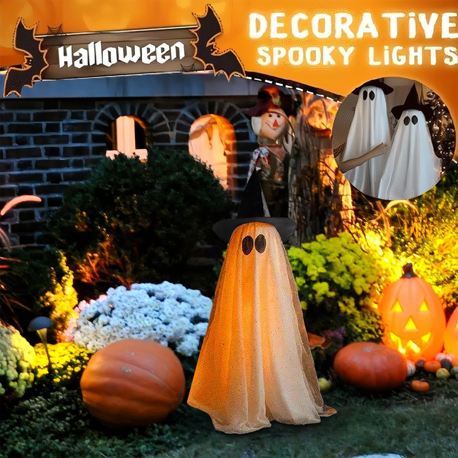 Halloween Duchy Dekoracje Jasne Halloweenowe Duchy Dekoracje Zewnętrzne | Świąteczne Figurki i Akcesoria Imprezowe dla Domu, Ogrodu, Podwórka, Trawnika, Tarasu, Werandy i Na