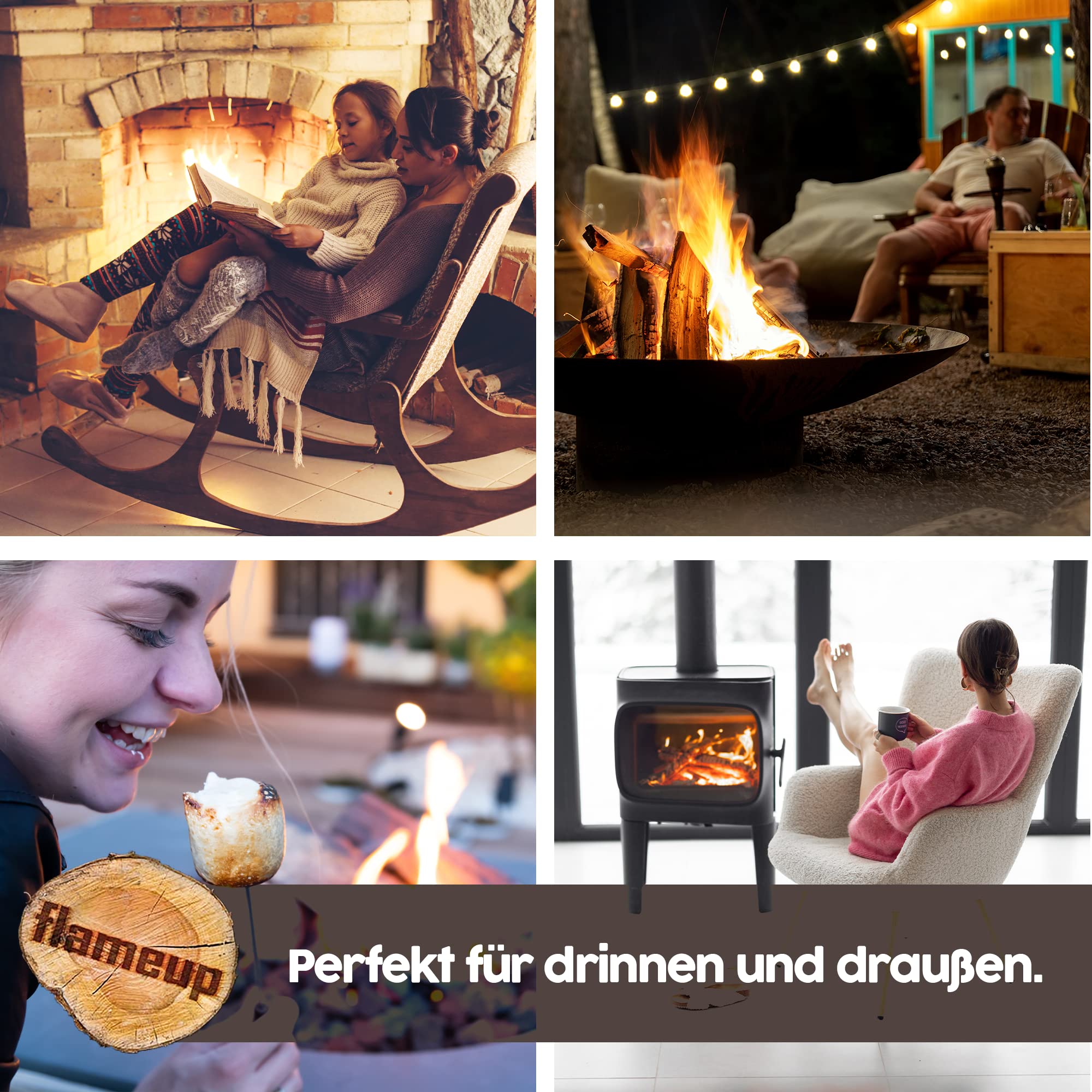 Madera Encendedor de Chimenea astillas Leña Haya 30 kg Encendedor flameup