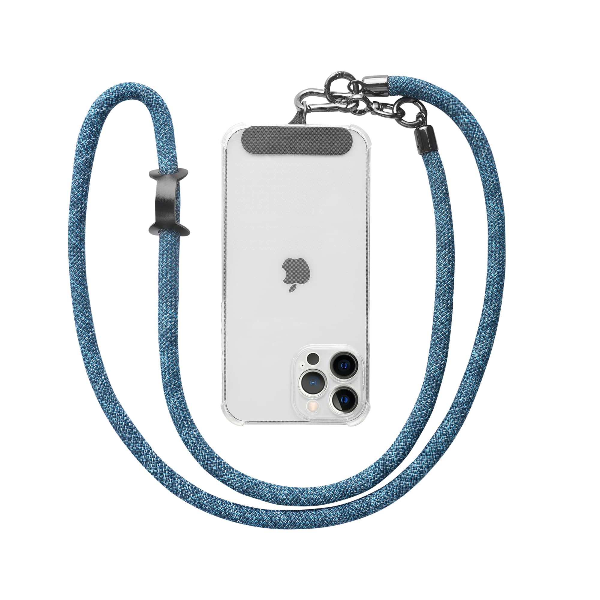 Cell Phone Lanyard,Nylon Crossbody Lanyard Outdoor Climbing Rope Neck Phone Lanyard,Key Holder & ID Card Holder Crossbody,Phone Strap Compatible with All Smartphone (Mixed Blue)