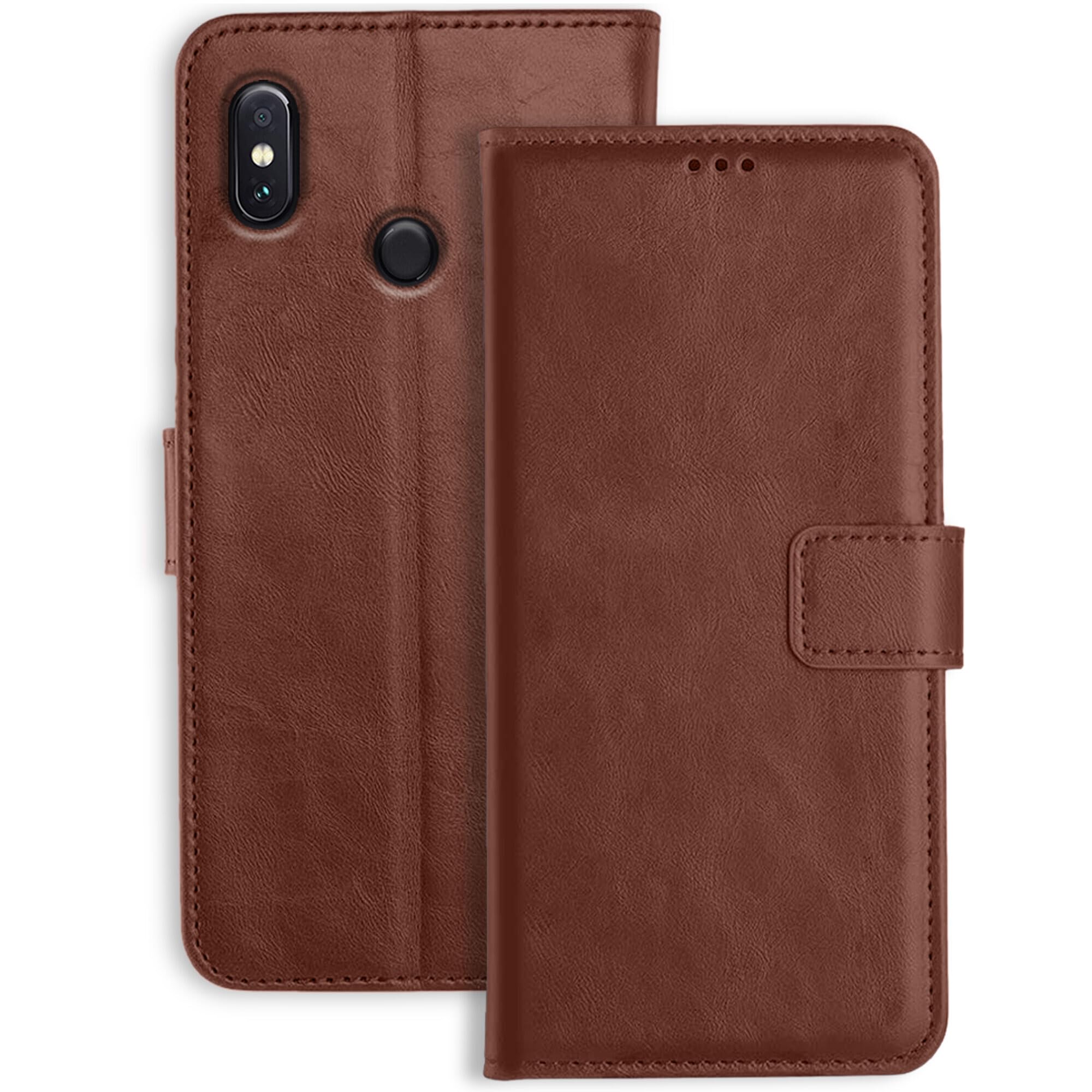 Orosky Redmi Note 5 Pro/Mi Note 5 Pro Flip Cover | Leather Finish | Inside Pockets & Stand | Shockproof Wallet Style Magnetic Closure Back Cover Case for Redmi Note 5 Pro (Brown) (B092JP659W) Amazon Price History, Amazon Price Tracker