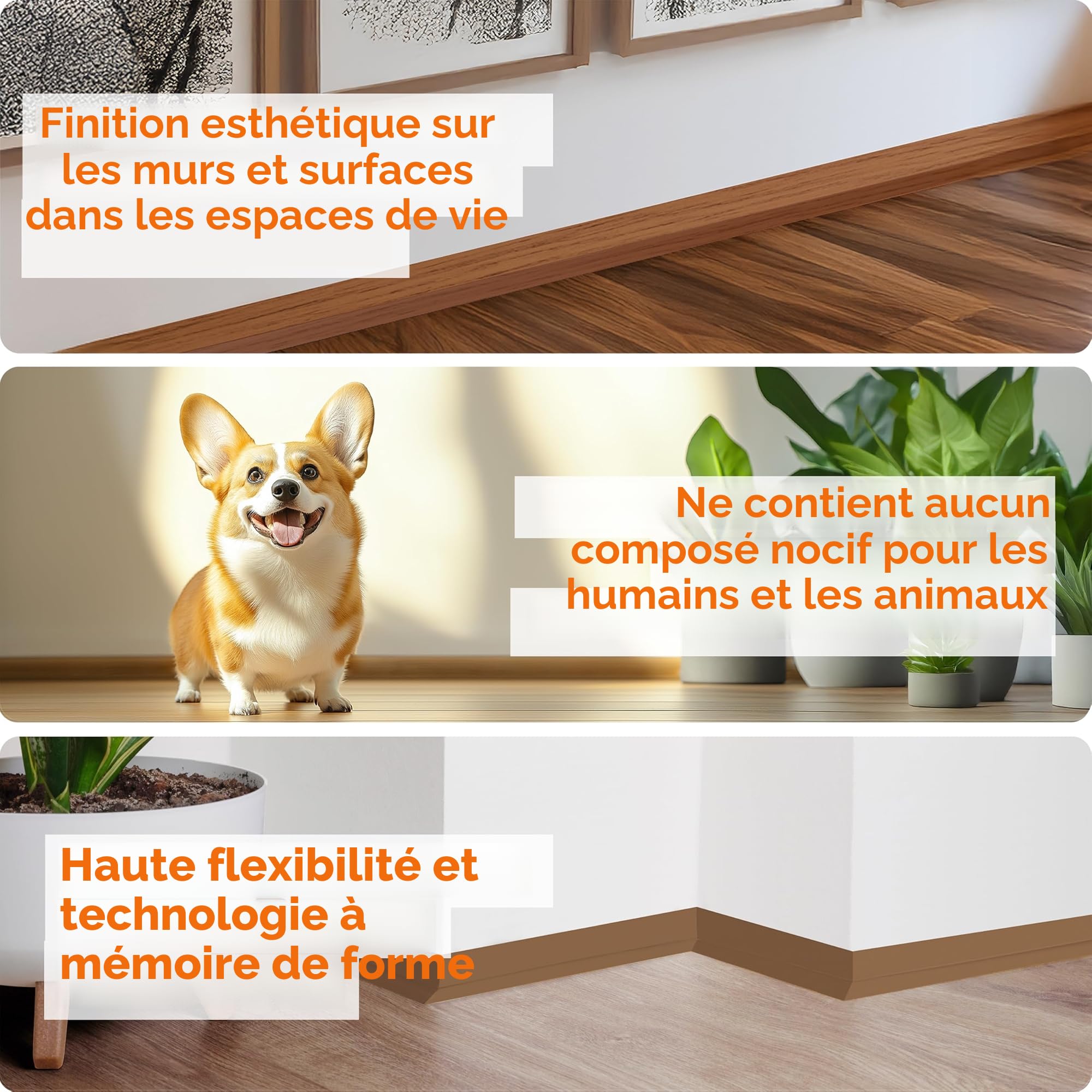 Quest Plinthe Souple Autoadhésive - 50 mm x 20 mm - Plinthe en PVC de finition - Pour l'intérieur, mur, sol, salle de bain, salon - Flexible, Étanche, Décoratif - 25 mètres, Blanc
